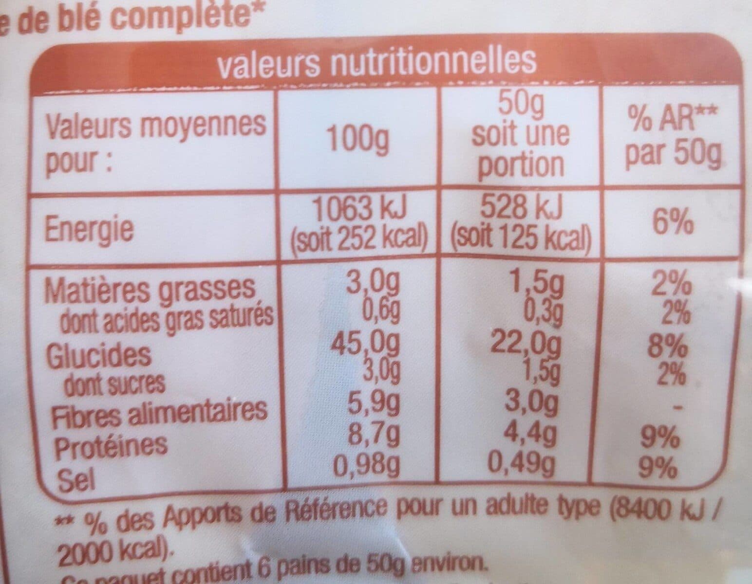 Auchan 6 petits pains complets packshot