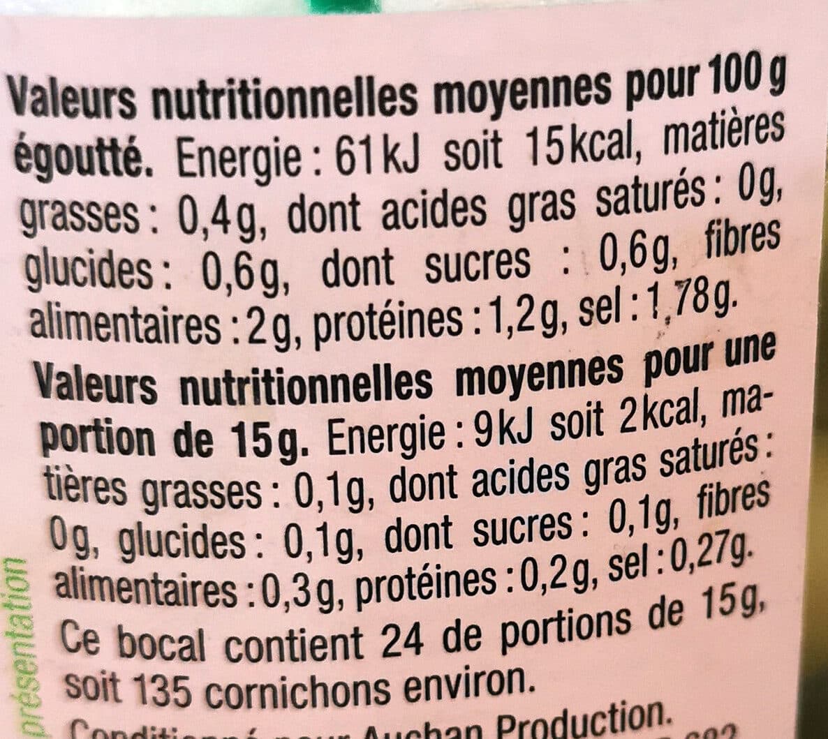 Auchan Cornichons MINIS saveur estragon packshot