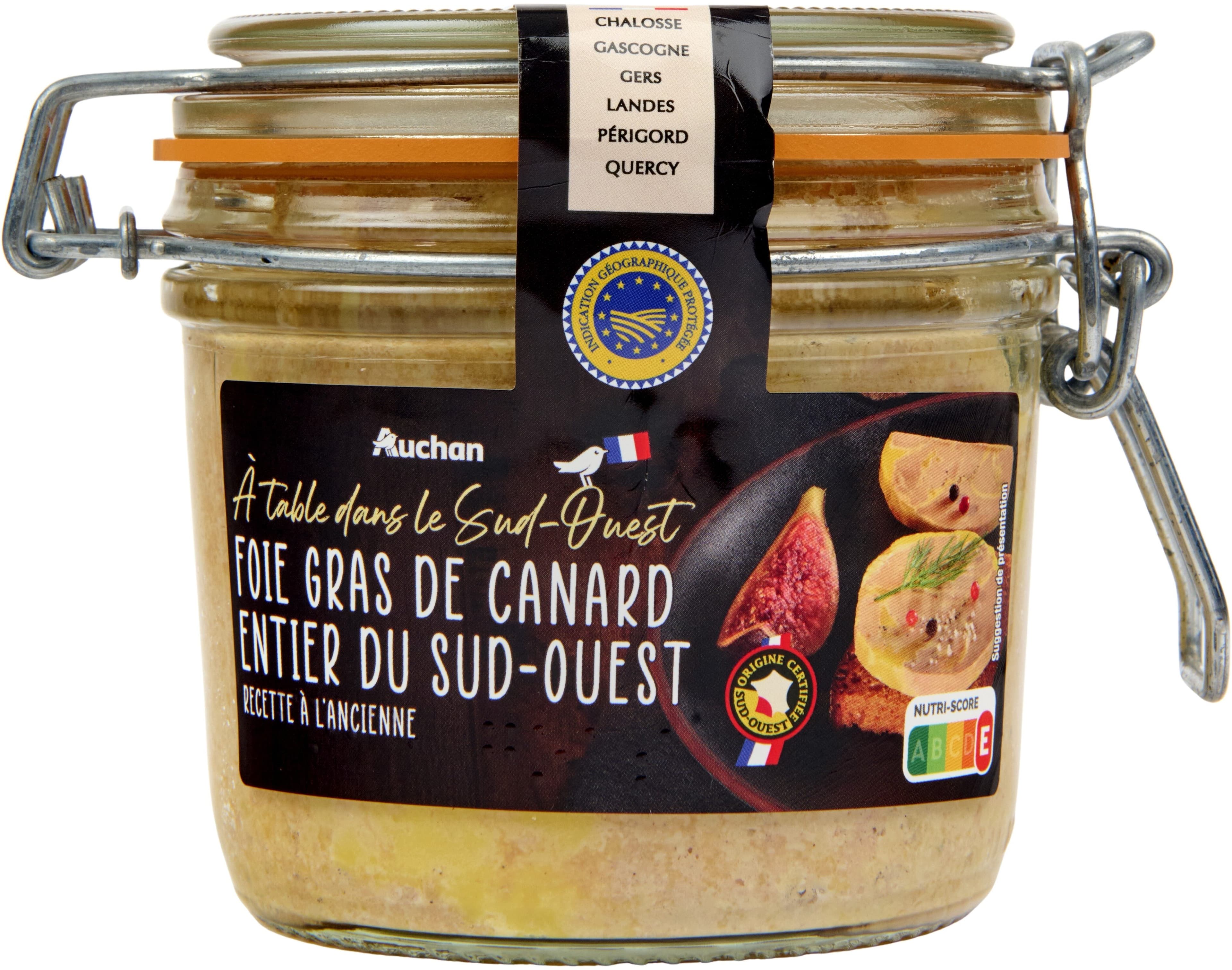 Auchan Foie gras de canard entier du Sud-Ouest recette à l'ancienne packshot