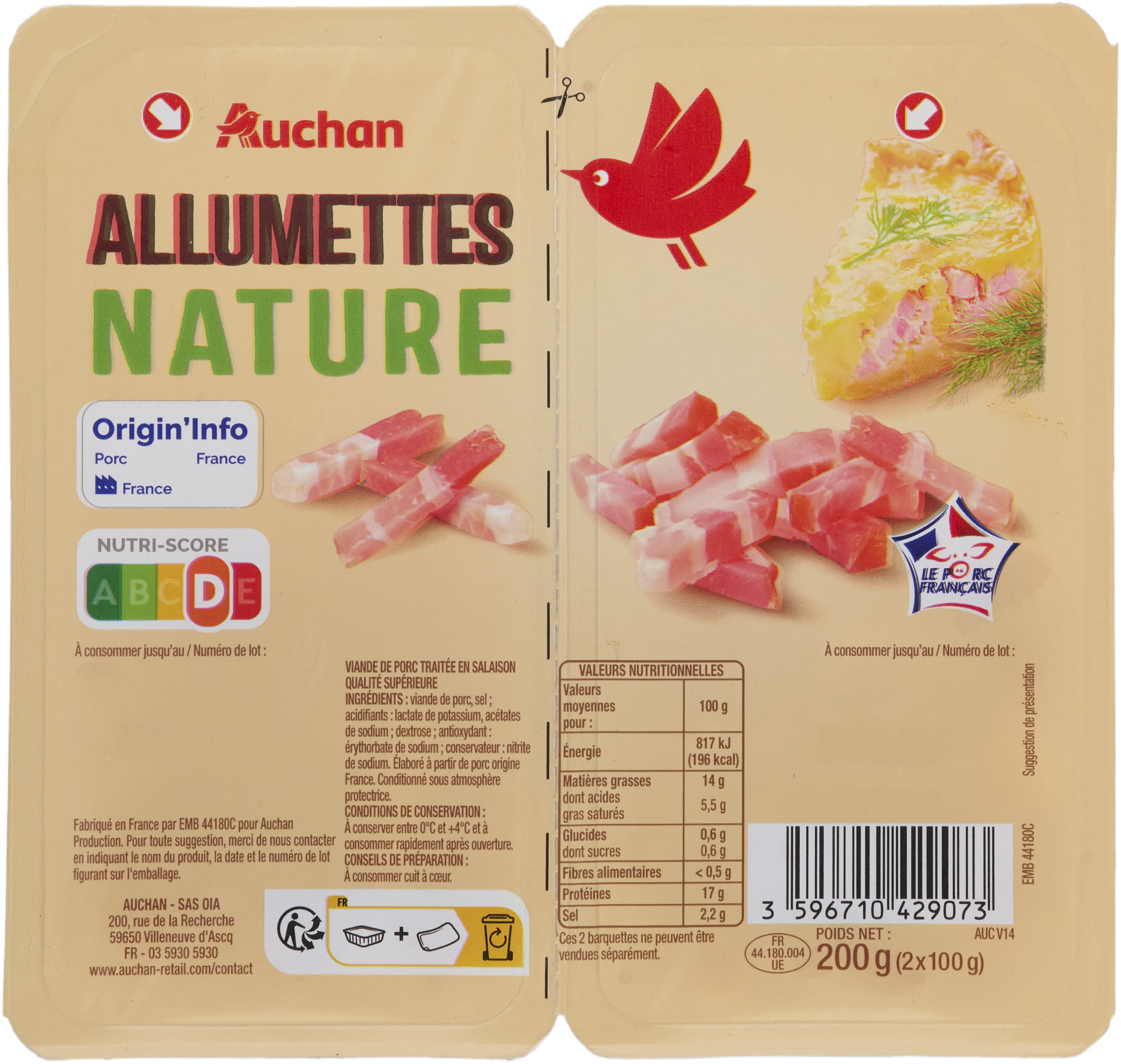 Auchan Allumettes Nature packshot