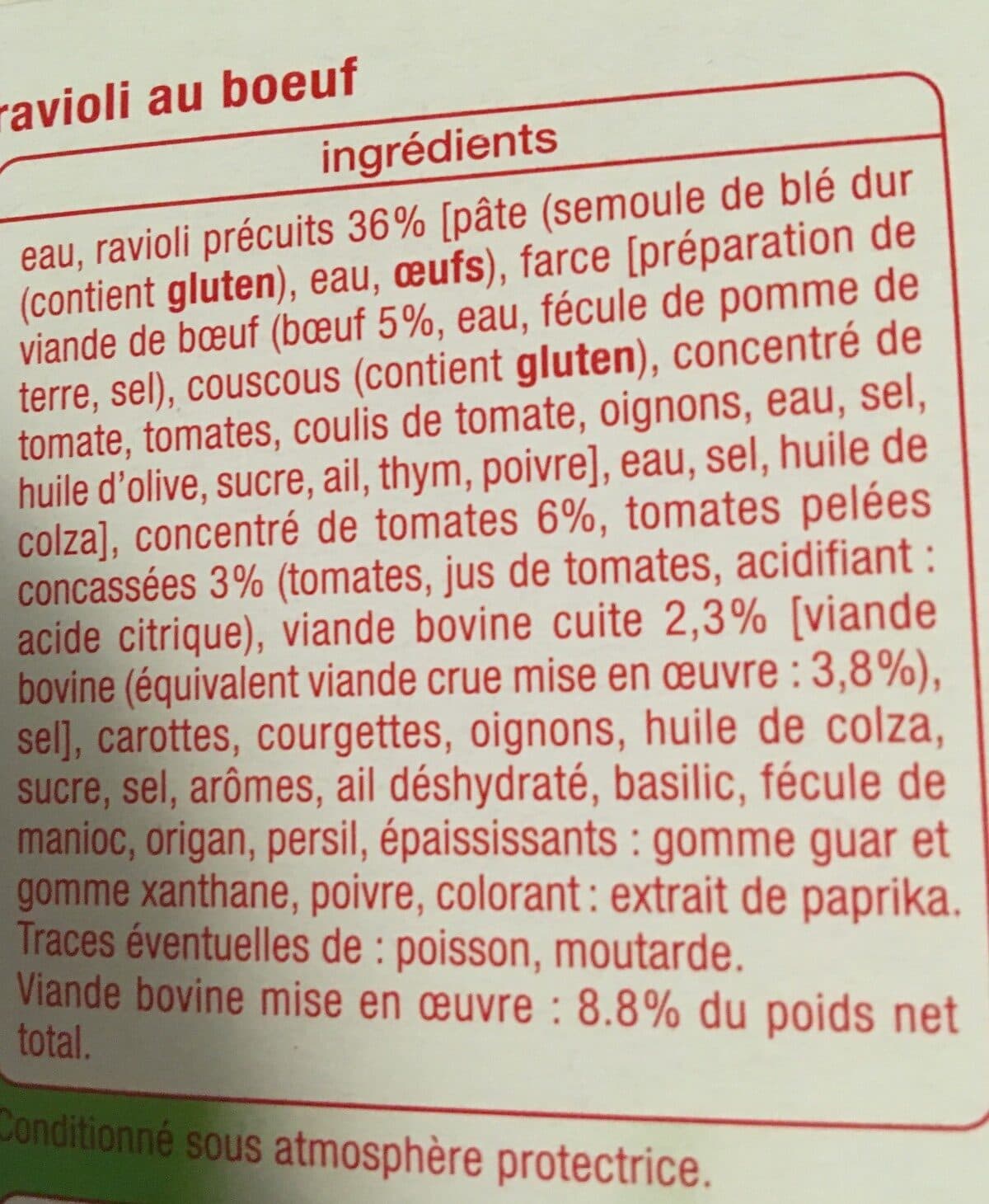 Auchan Ravioli pur boeuf packshot