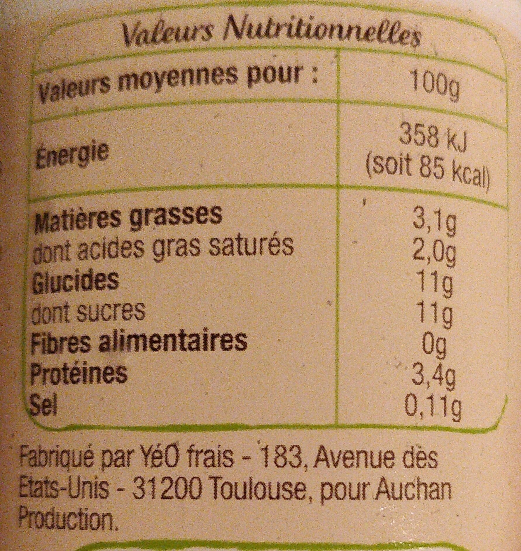 Auchan Yaourt saveur citrons au lait entier BIO packshot