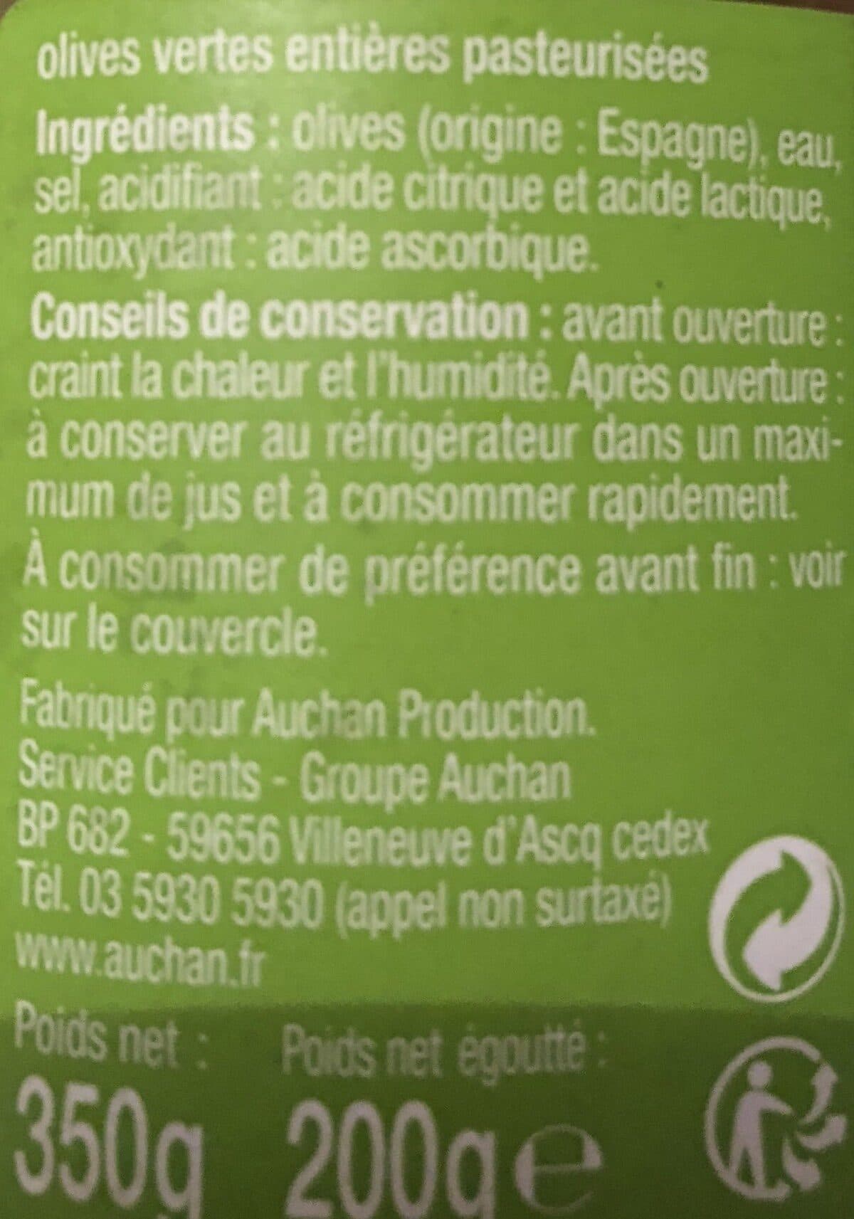 Auchan Olives vertes entières packshot