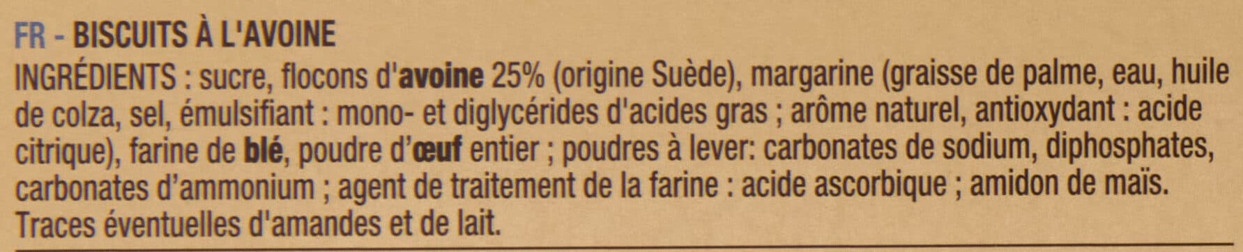 Auchan Galettes flocons d'avoine packshot