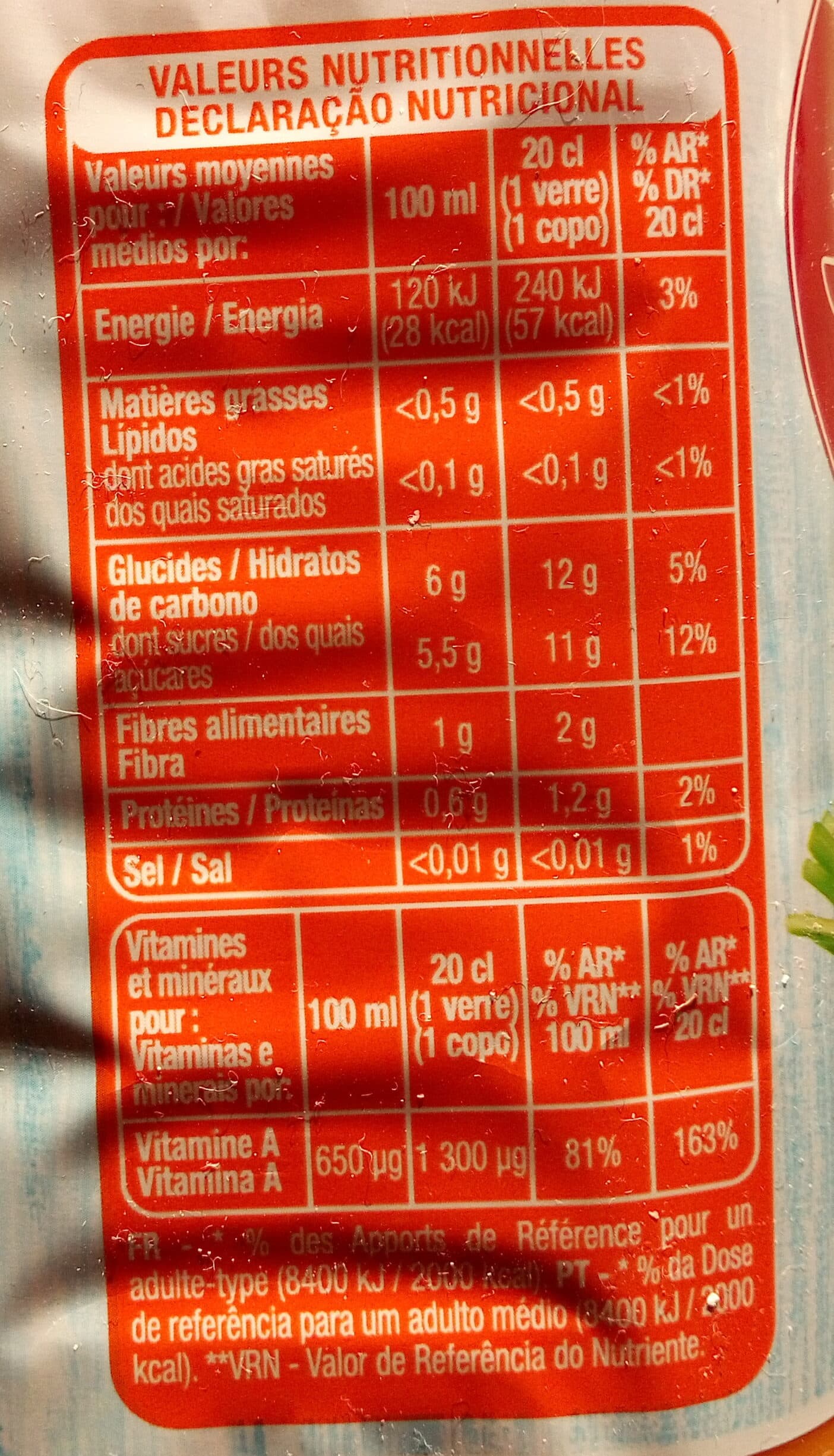 Auchan 100% PUR JUS CAROTTERiche en vitamine A packshot