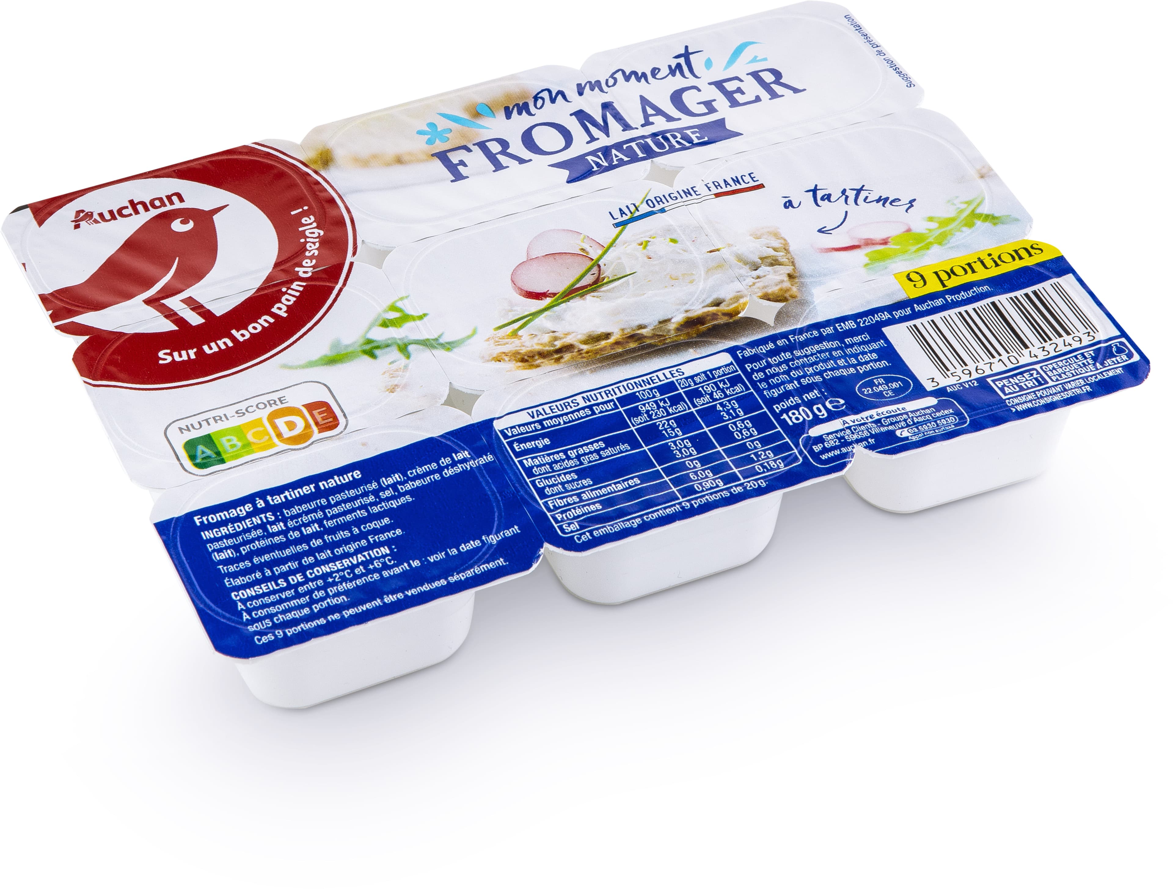 Auchan Mon moment fromager Nature packshot