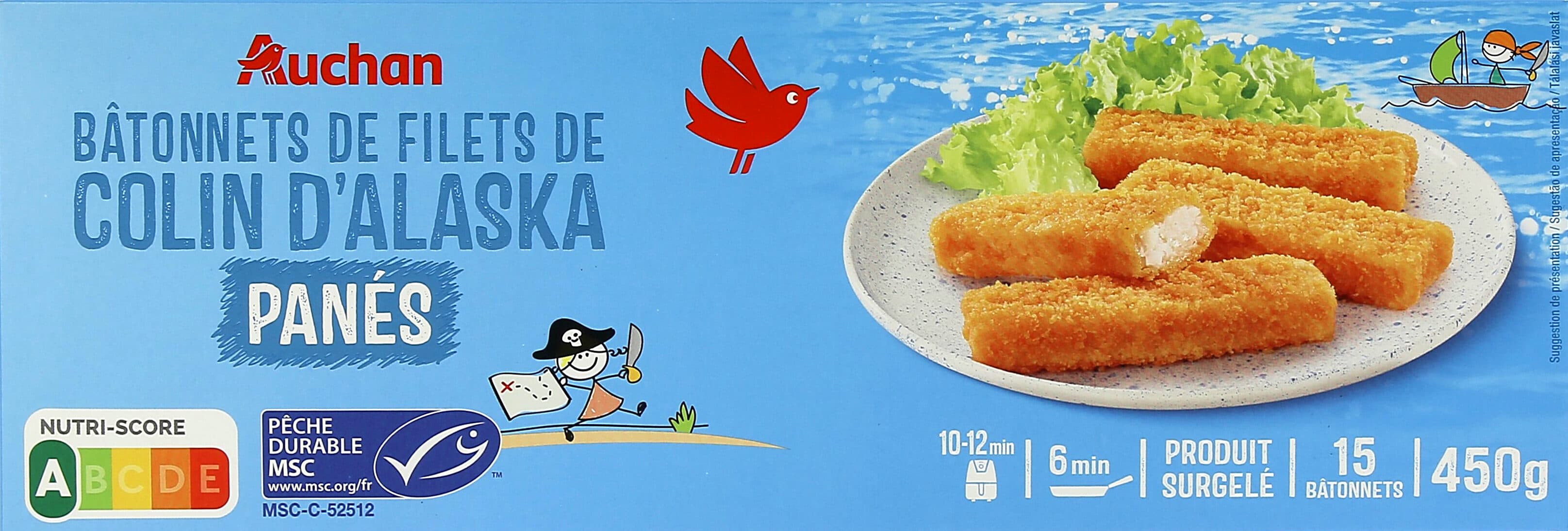 Auchan Bâtonnets de filets de Colin d'Alaska panés packshot
