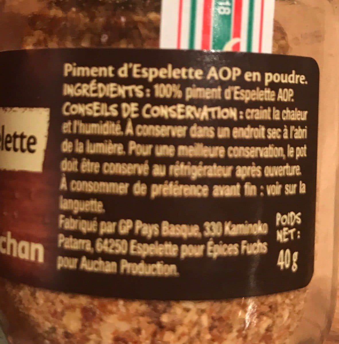 Auchan Piment d'Espelette AOP packshot
