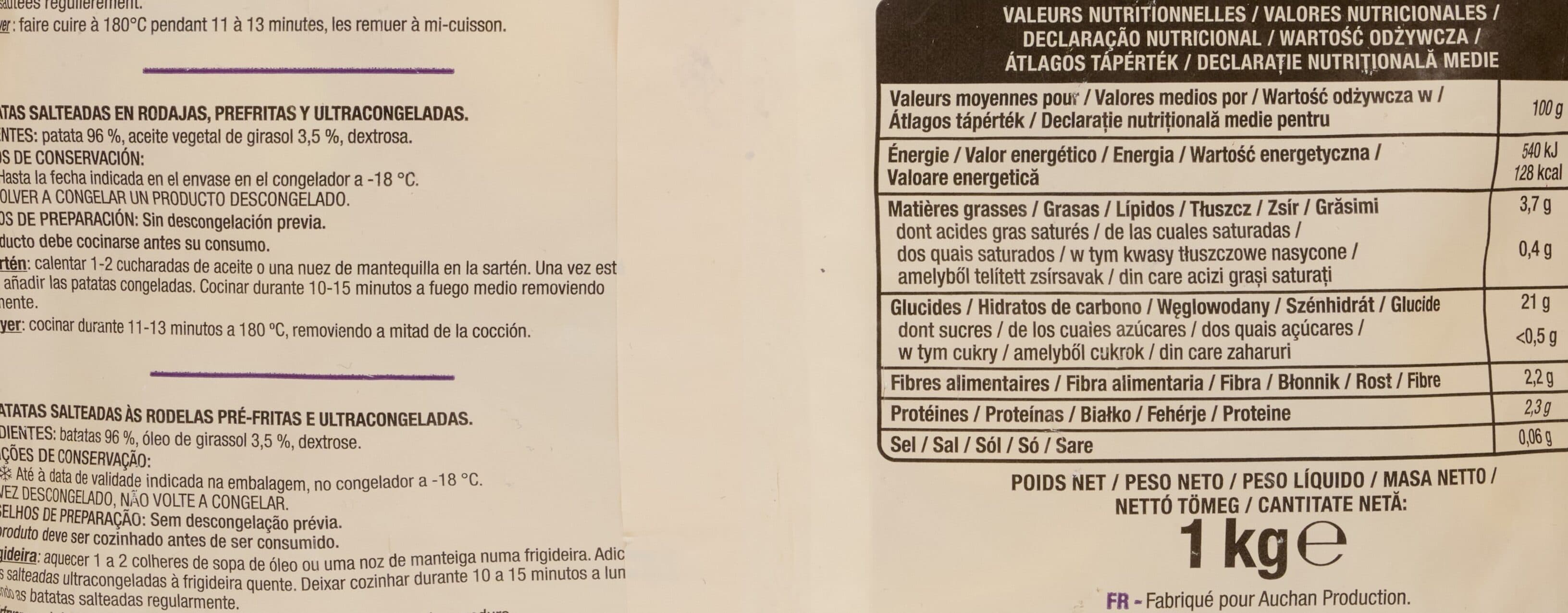 Auchan Les pommes de terre sautées packshot