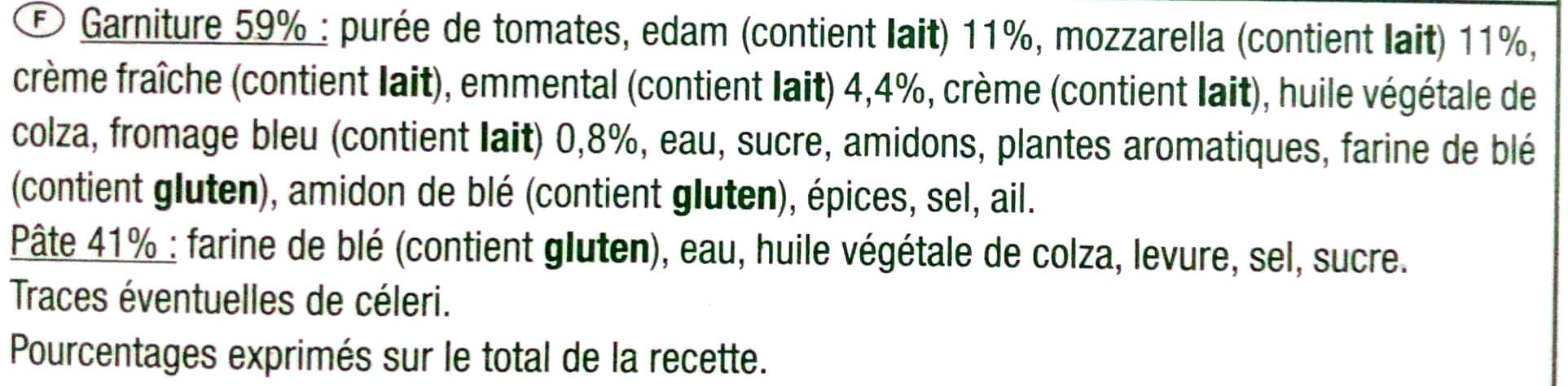 Auchan Quatre fromagesedam, mozzarella, emmental, fromage bleupâte fine packshot