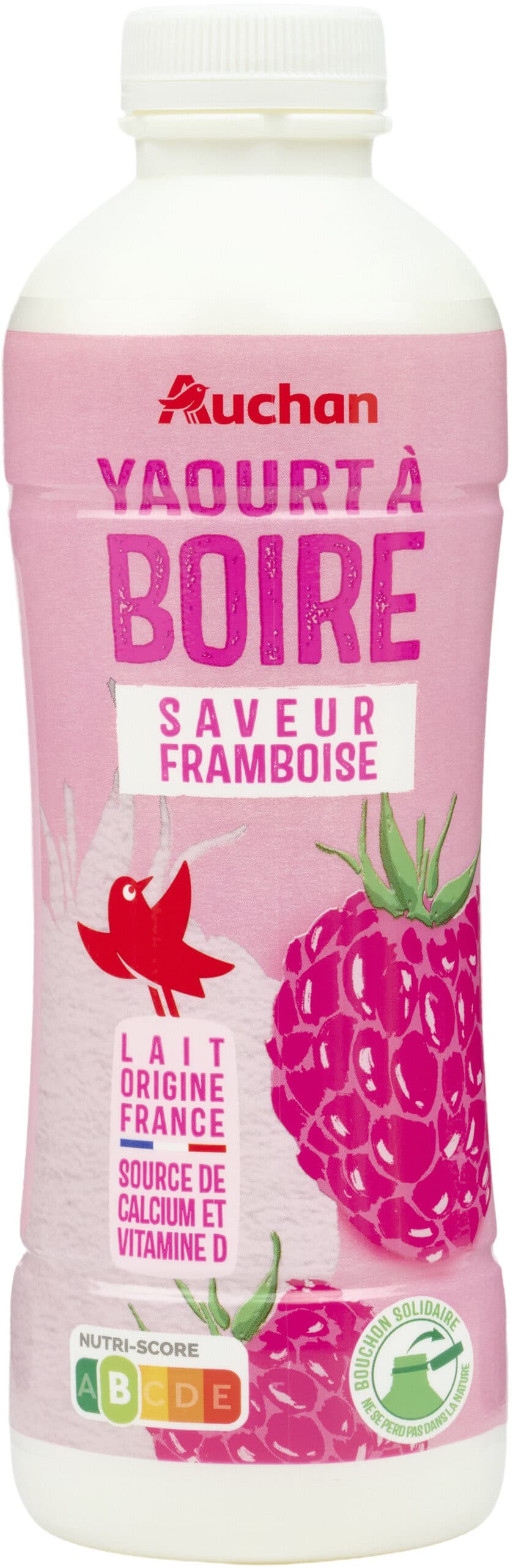 Auchan Yaourt a boire saveur framboise packshot