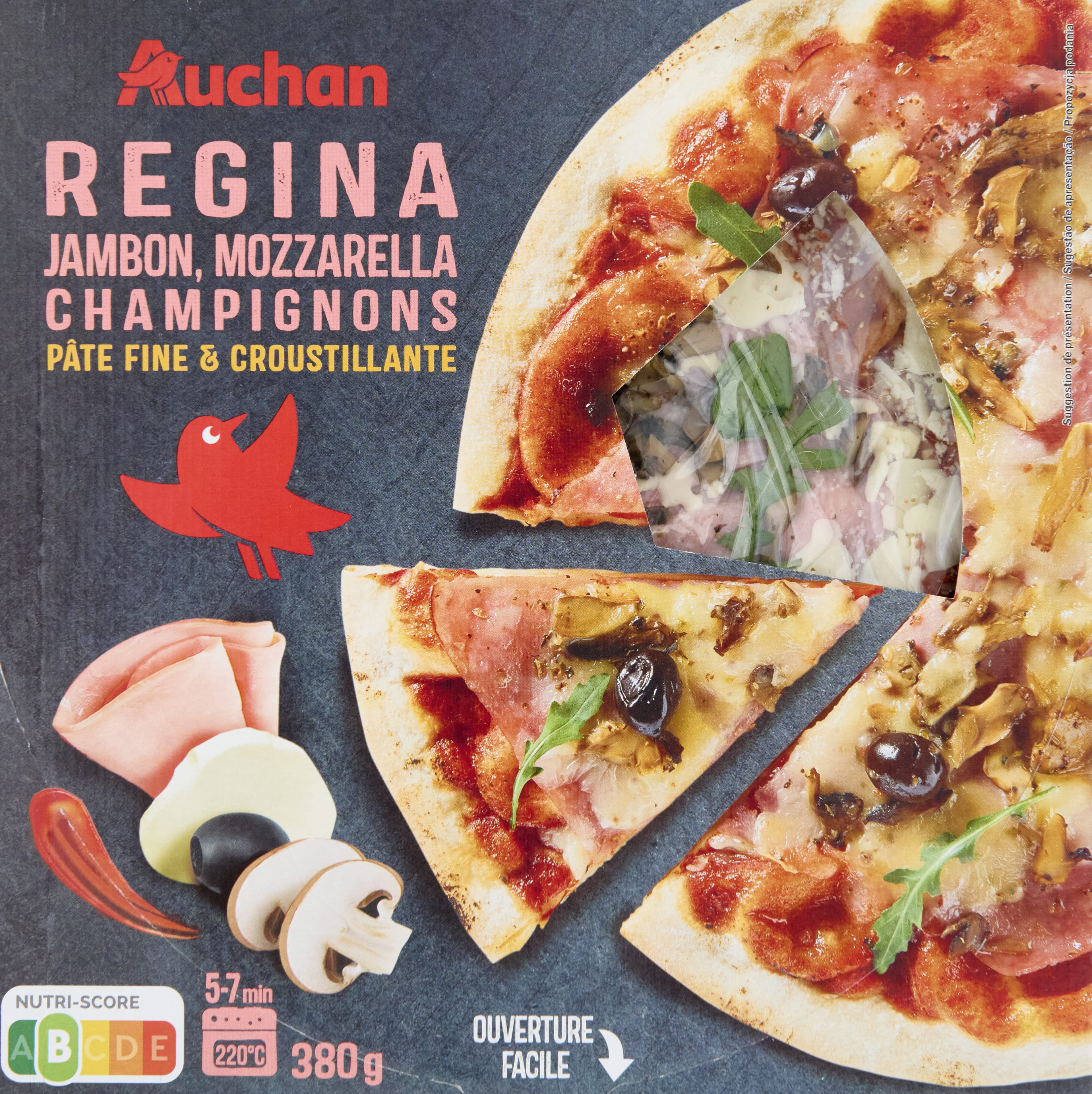 Auchan REGINA JAMBON, MOZZARELLA, CHAMPIGNONS, pâte fine et croustillante packshot