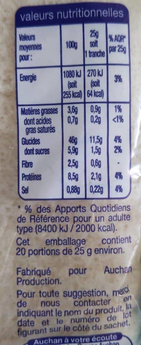Auchan Carré de mie Nature packshot
