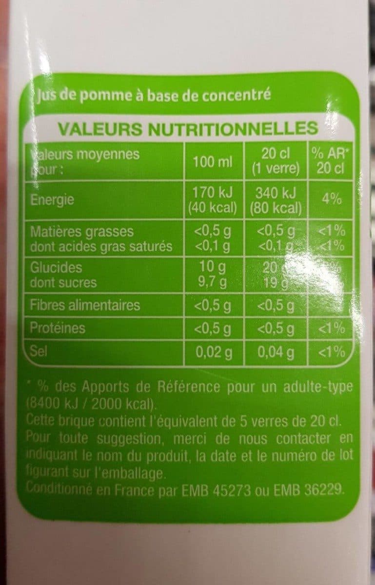 Auchan Jus pomme à base de concentré packshot