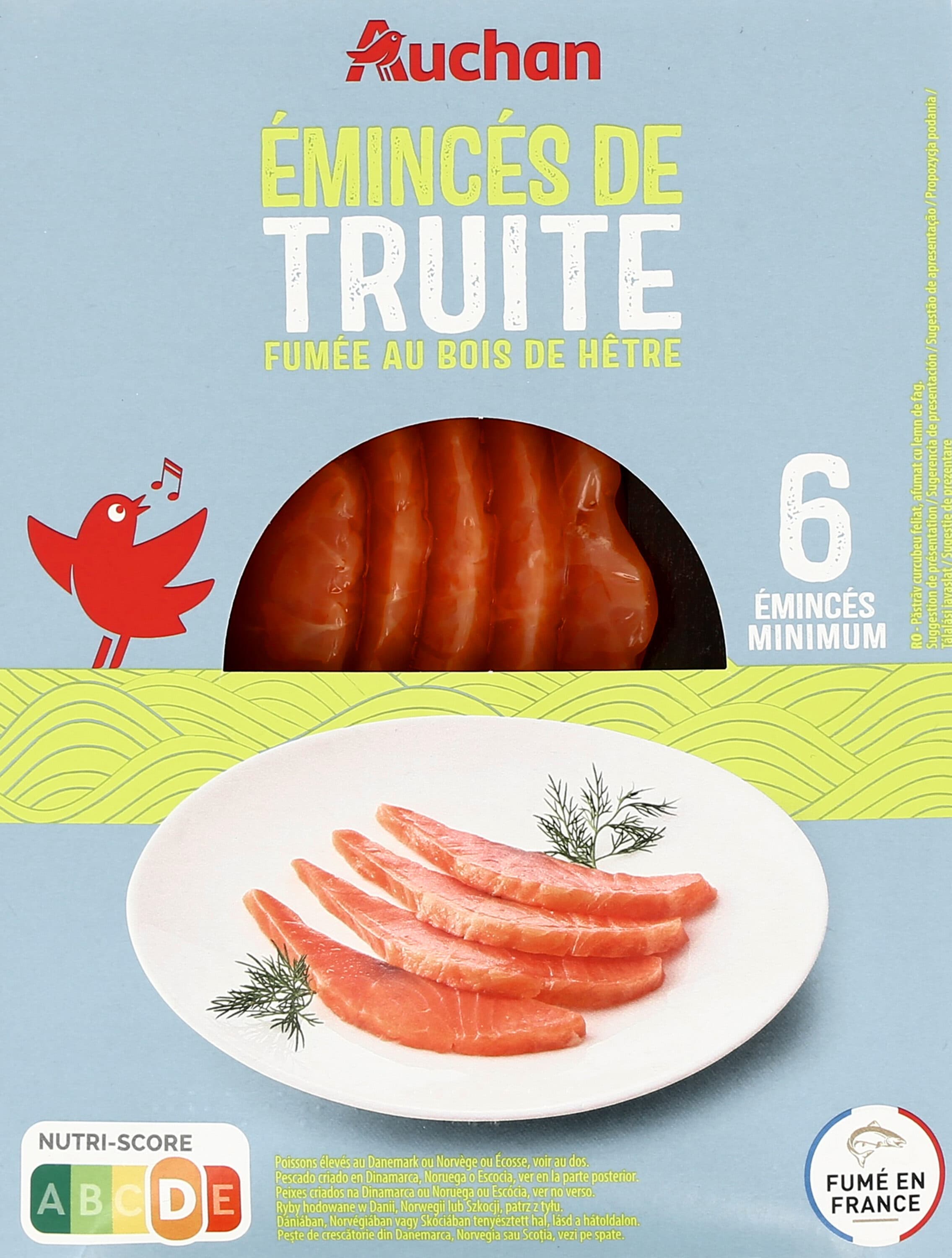 Auchan Emincés de Truite fumée au bois de hêtre packshot