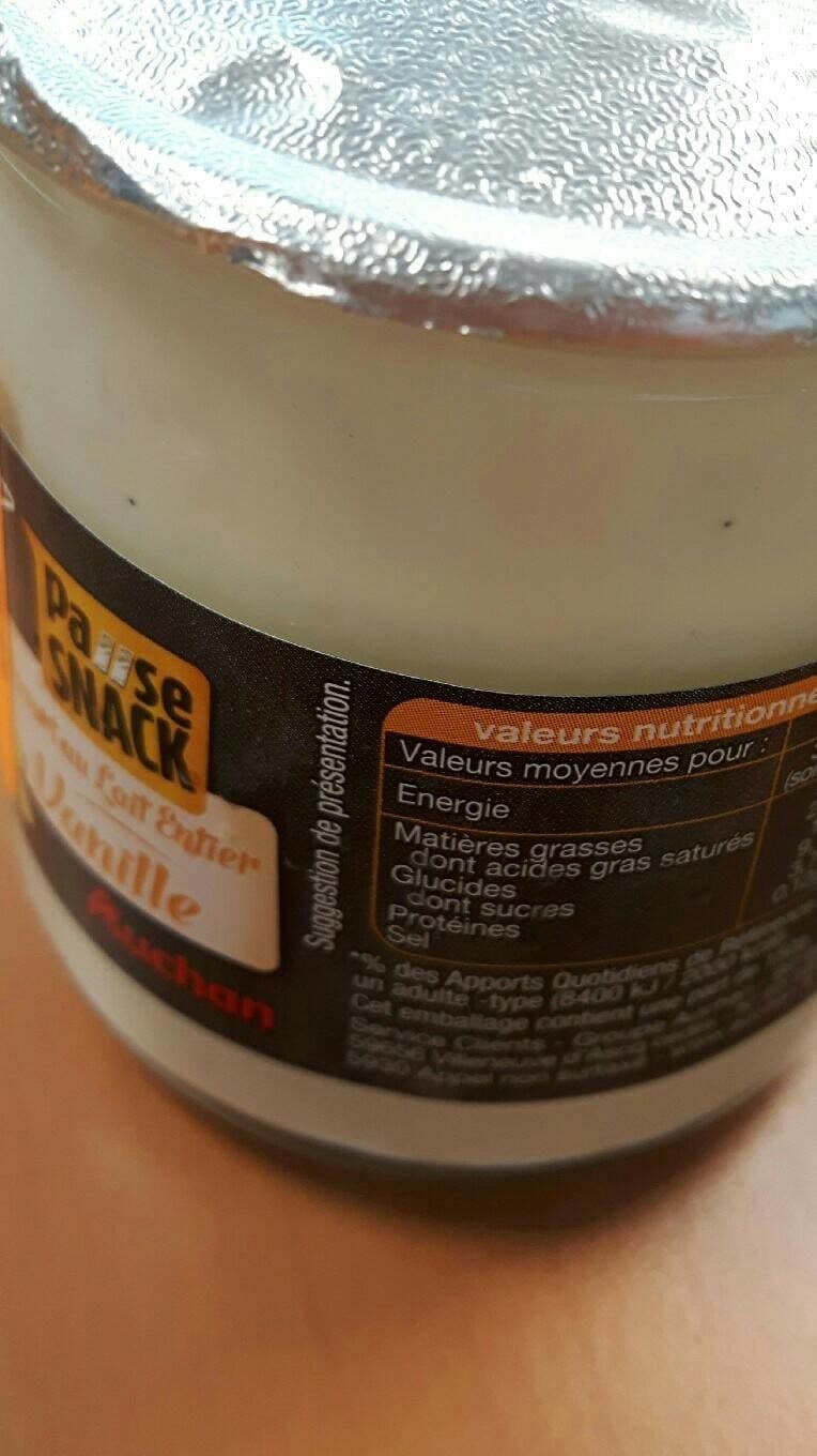 Pause Snack Auchan Yaourt au lait entier vanille packshot