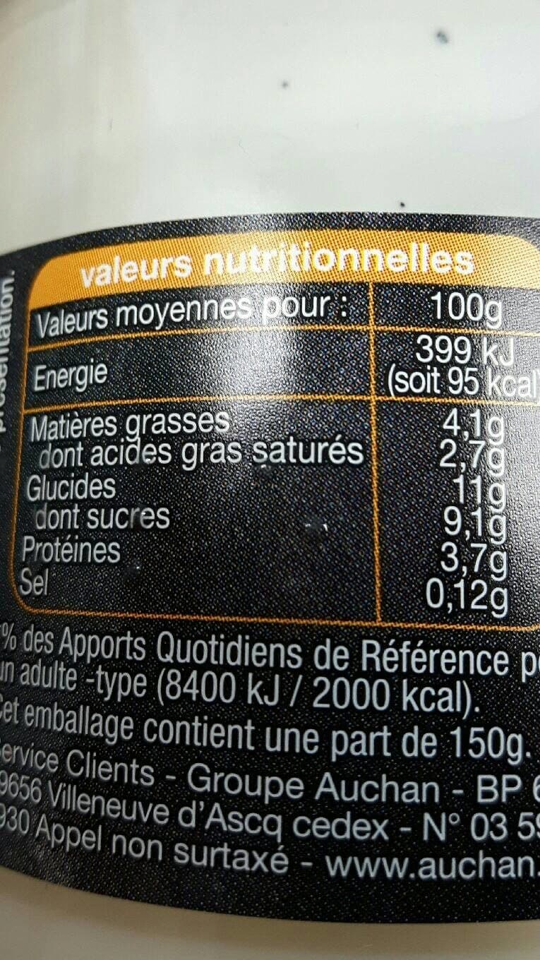 Pause Snack Auchan Yaourt au lait entier vanille packshot