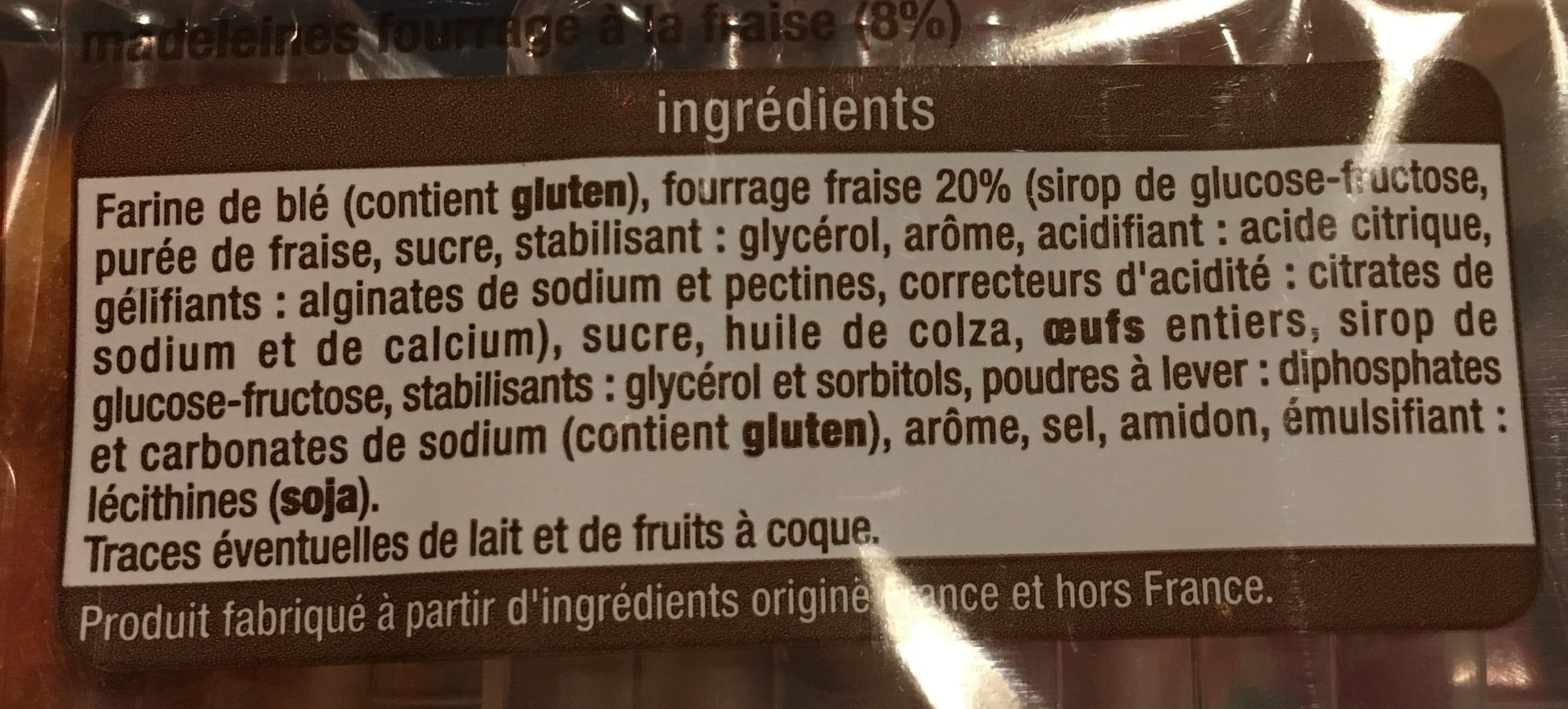 Auchan Madeleines longues coeur saveur fraise packshot