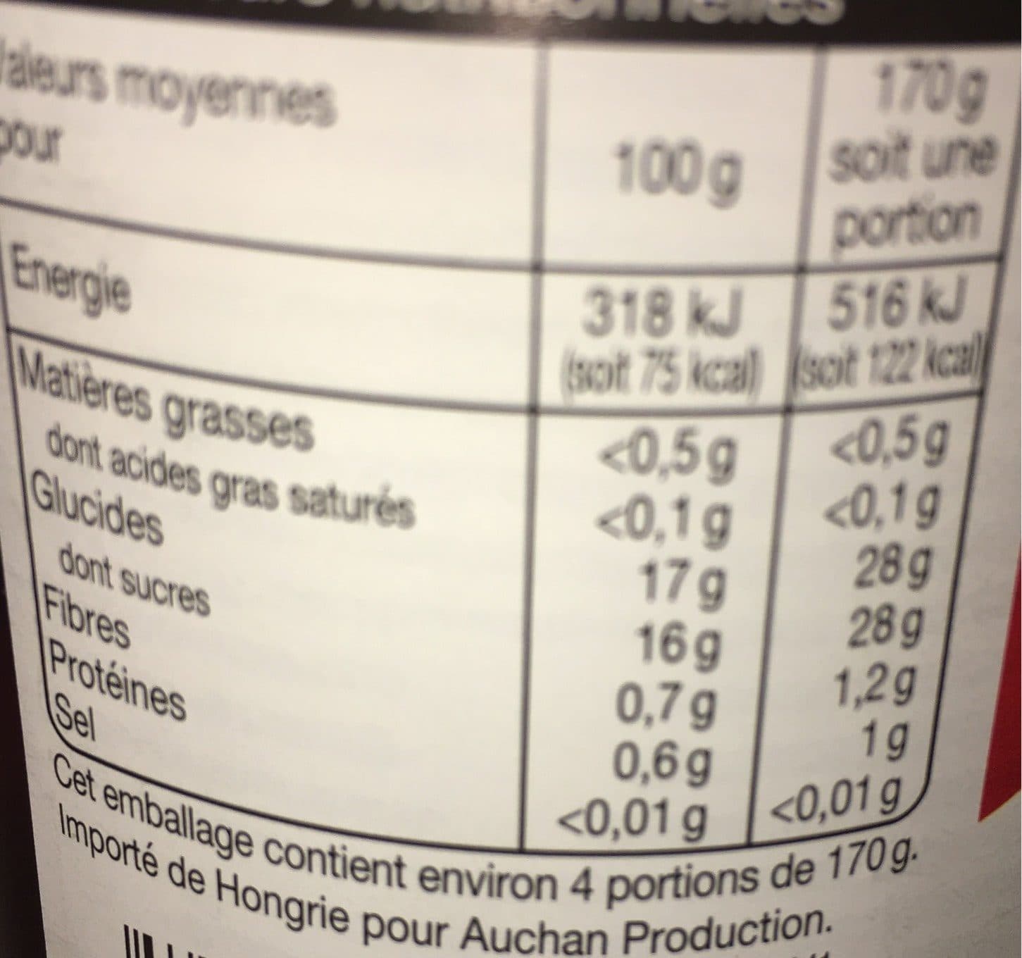 Auchan Cerises dénoyautées au sirop packshot