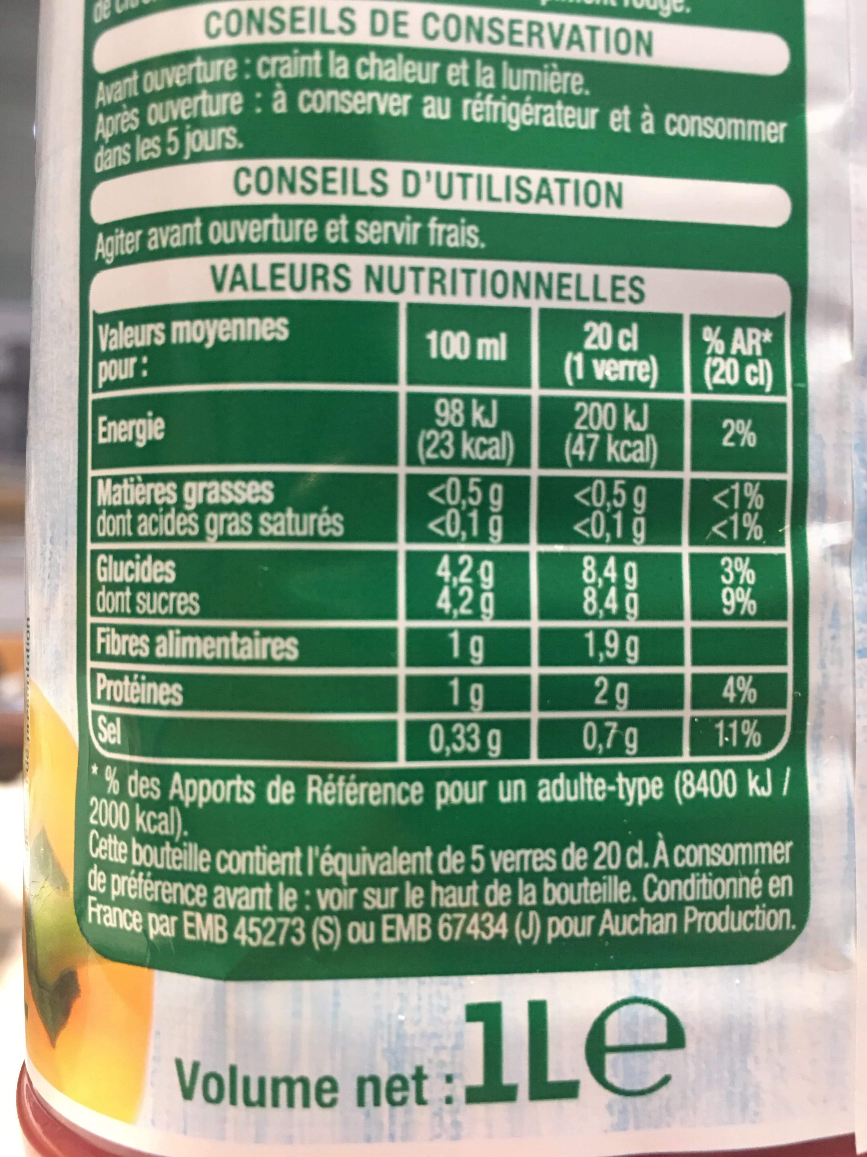 Auchan Jus de légumes packshot
