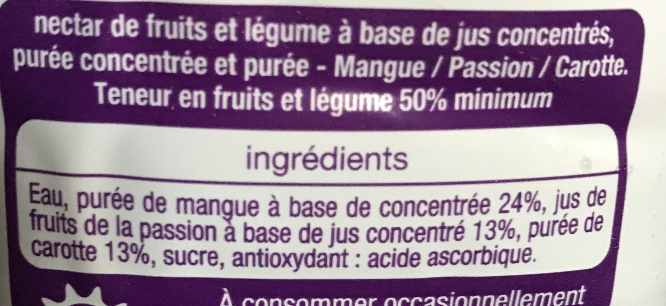 Auchan Instant gourmand - Mangue Passion Carotte - Teneur en fruits et légume : 50% minimum packshot
