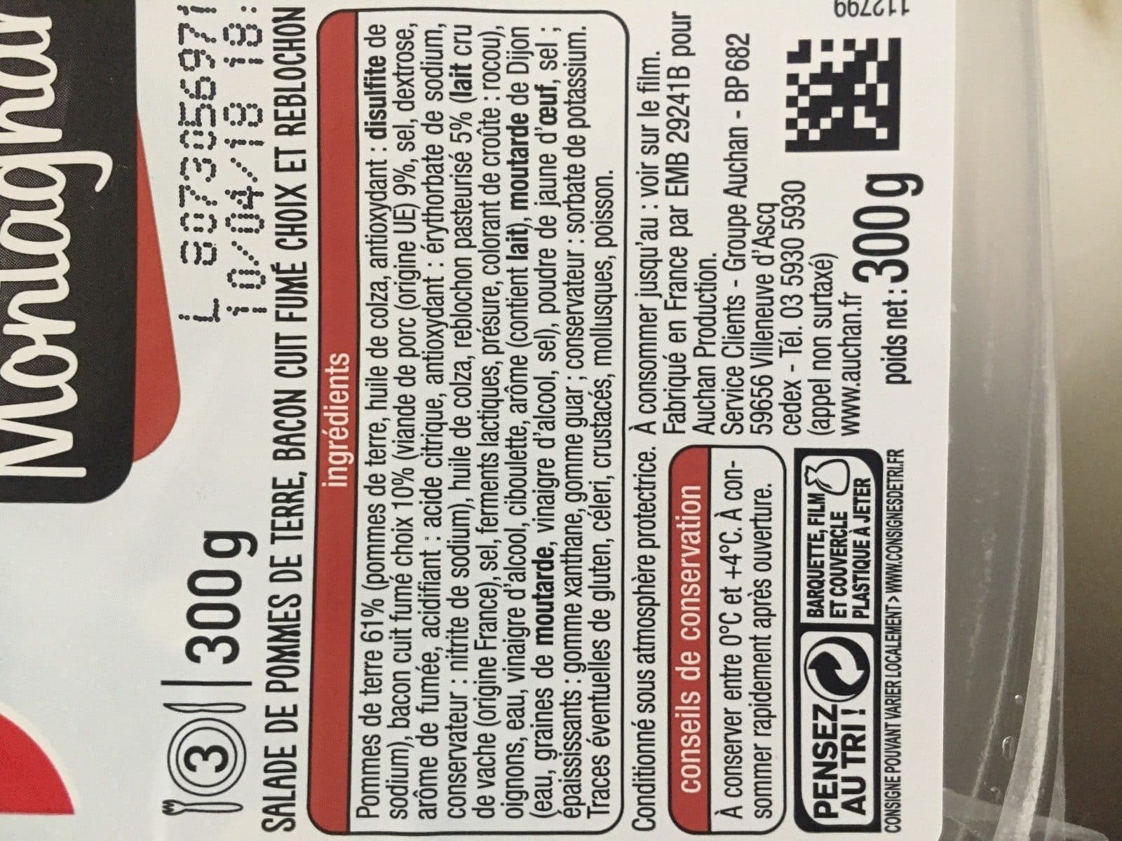 Auchan Montagnarde - pommes de terre - bacon et reblochon packshot