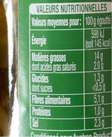 Auchan Olives vertes rondelles packshot