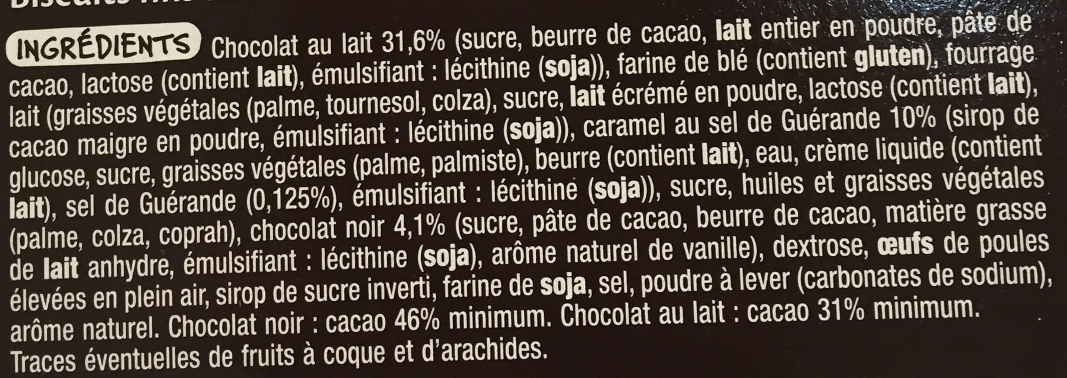 Auchan Gourmandises caramel au sel de Guérande enrobé au chocolat au lait belge packshot
