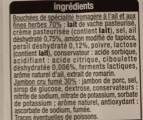 Auchan "Les Bouchées jambon fumé" ail et fines herbes packshot