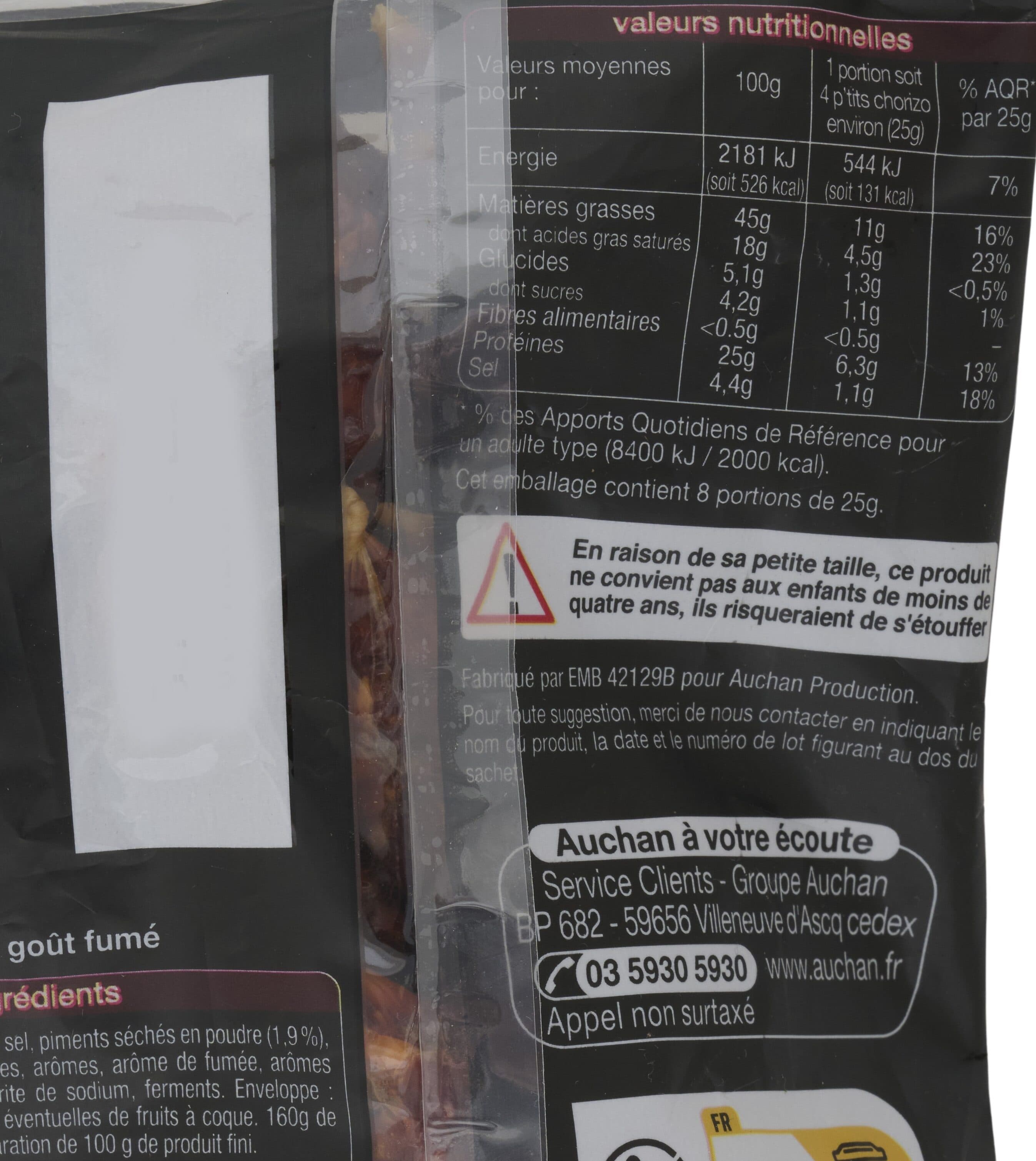 Auchan P'tit chorizos fort packshot