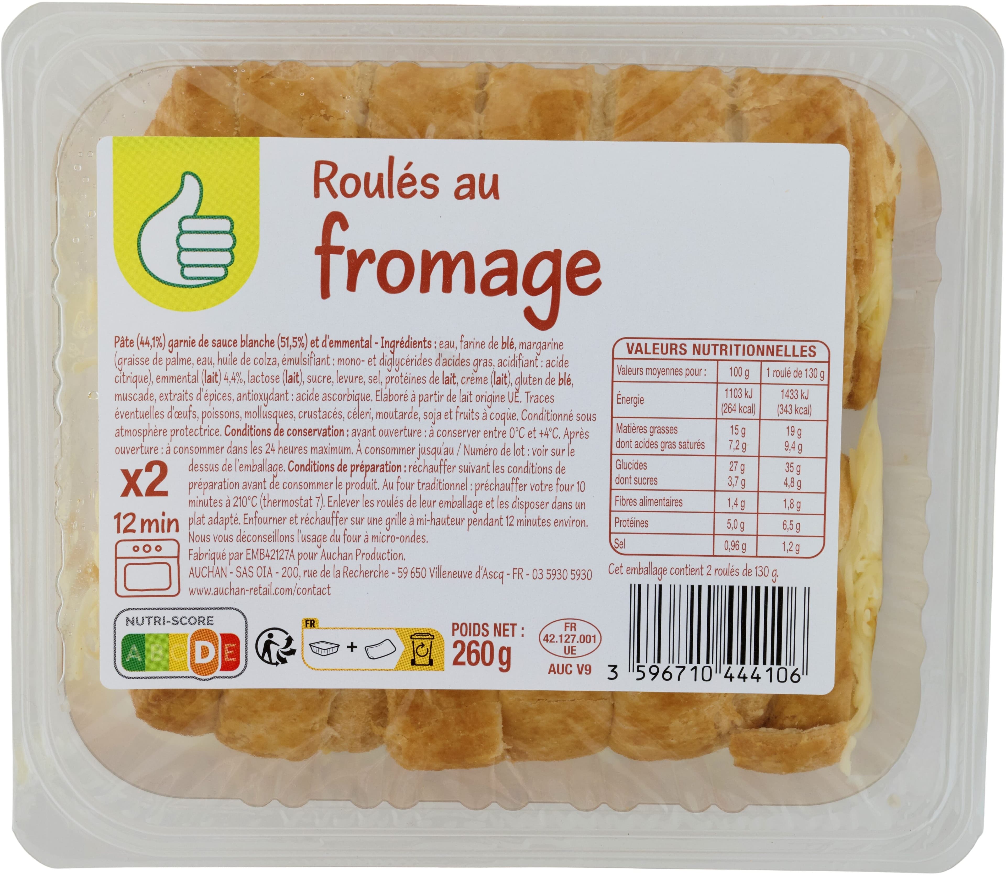Auchan Roulés au fromage packshot
