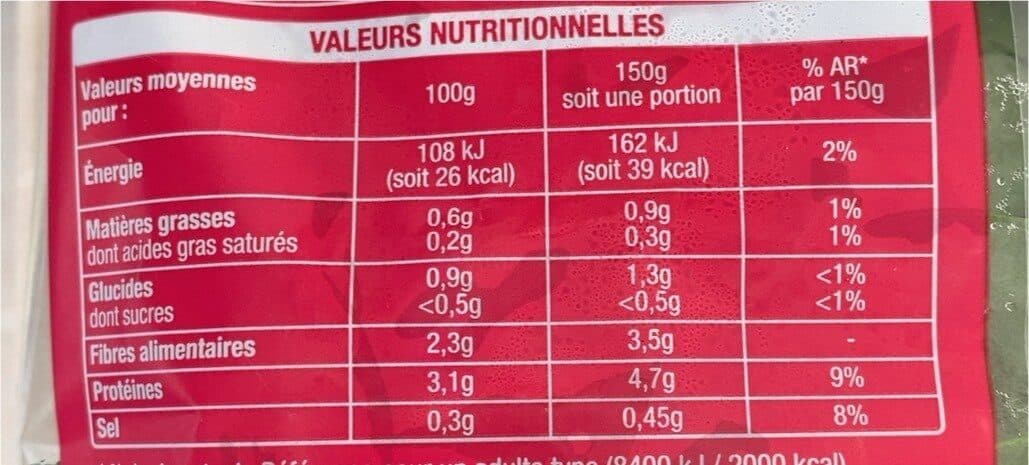 Auchan Épinards à cuire packshot