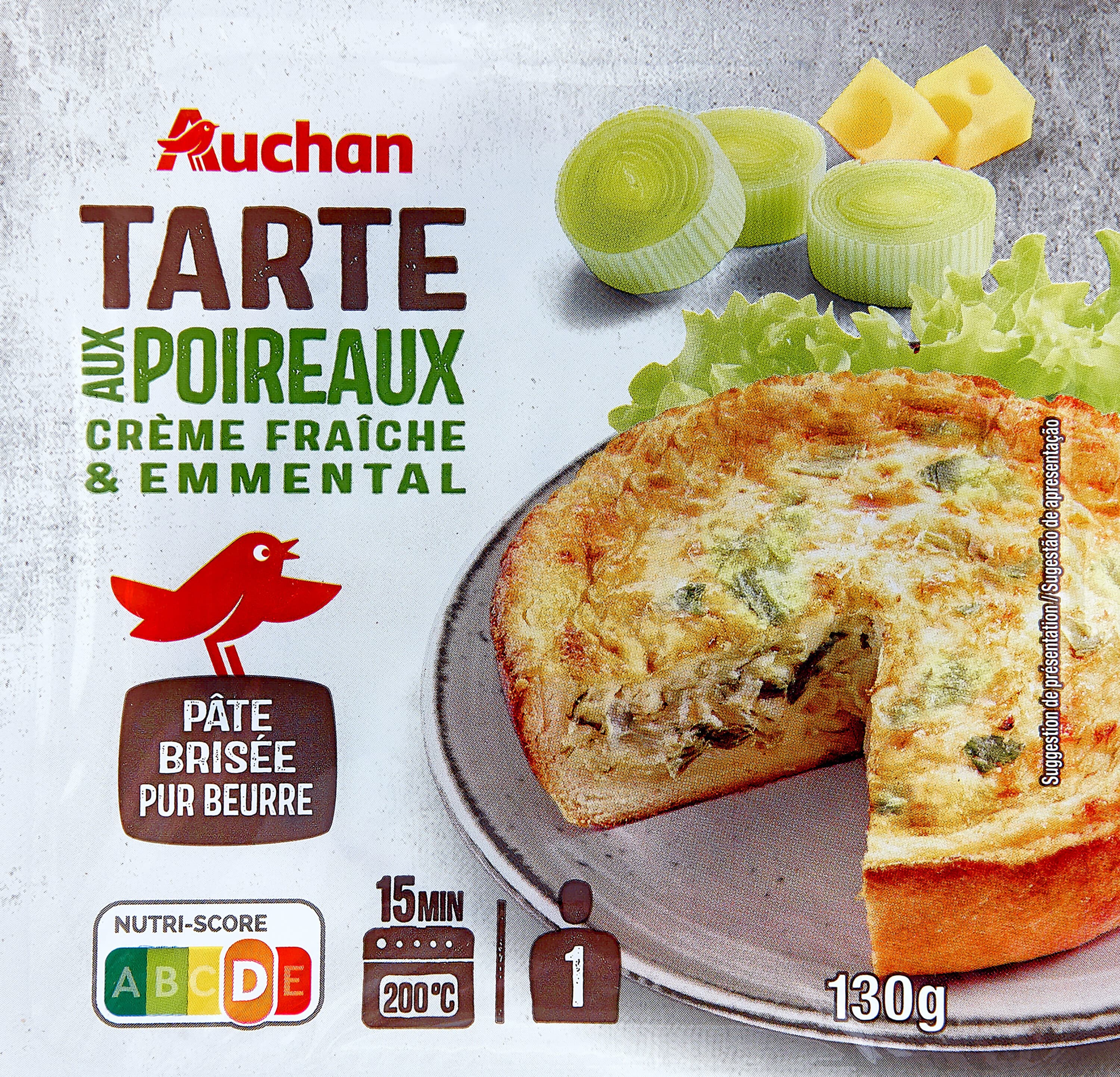 Auchan Tarte aux poireauxcrème fraîche, emmental packshot