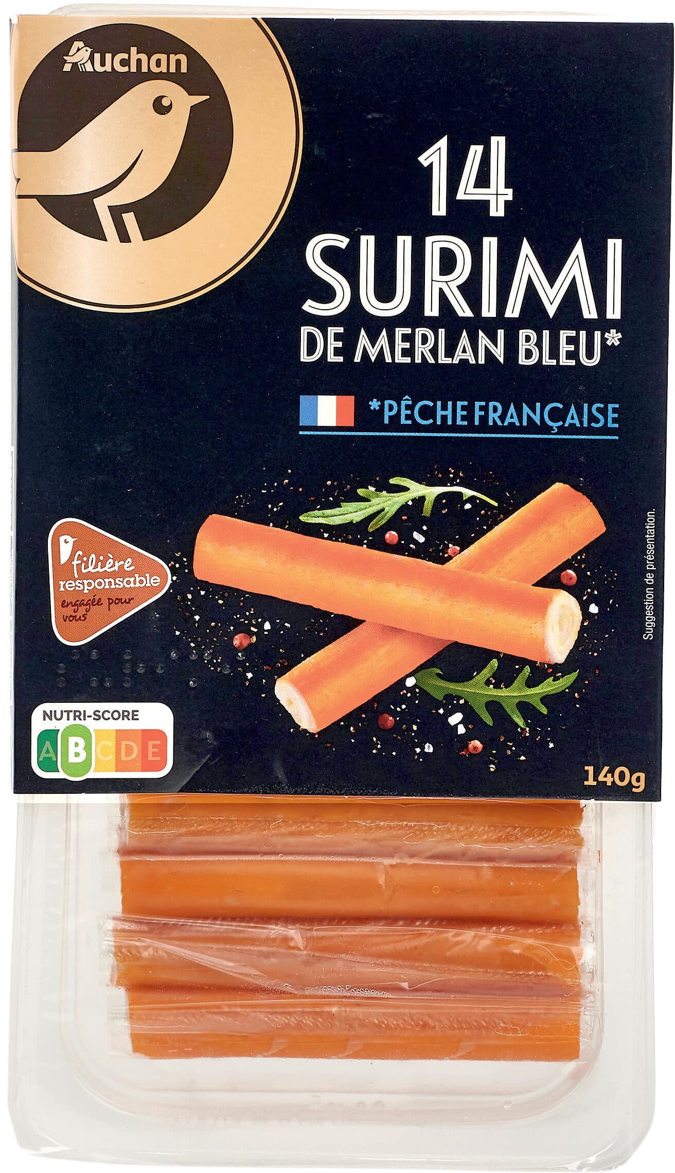 Auchan 14 surimi de merlan bleu** Pêche française packshot