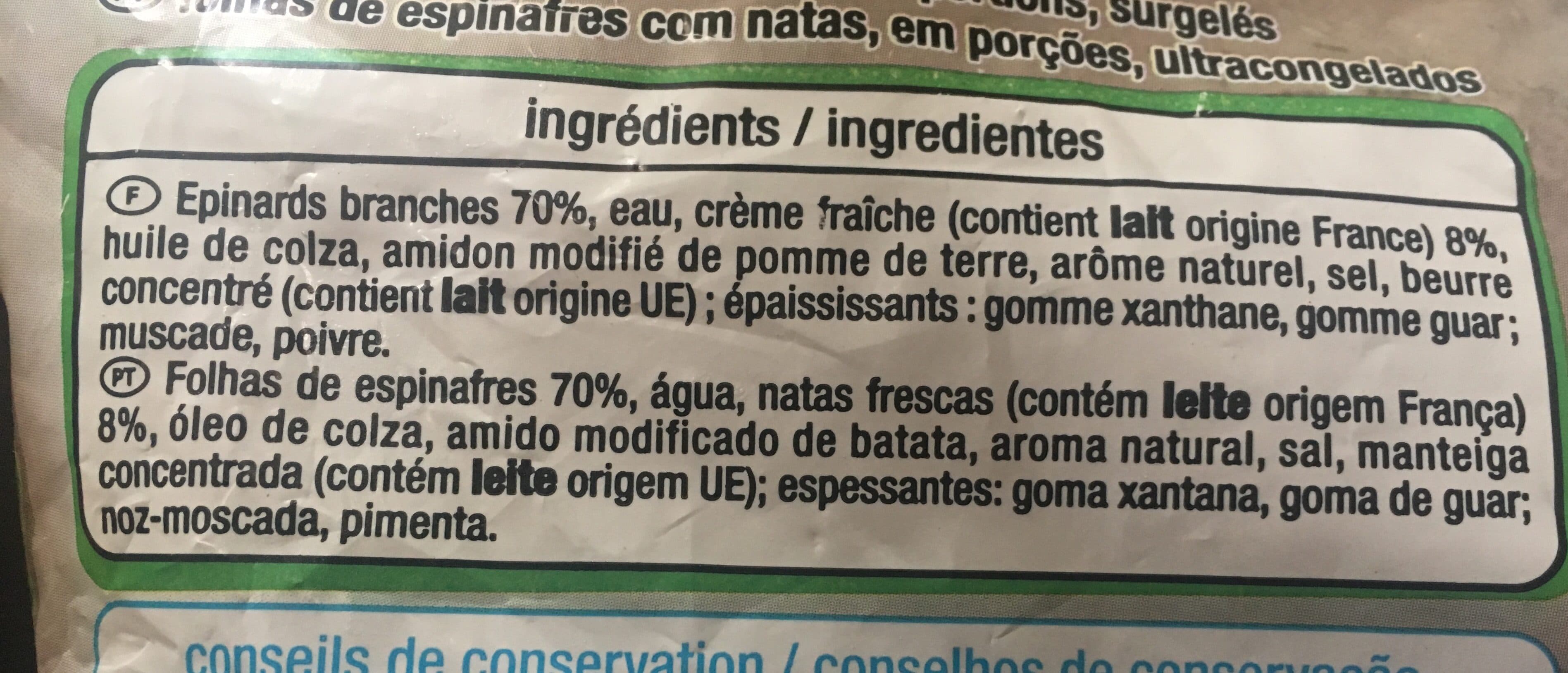 Auchan Epinards branches à la crème packshot