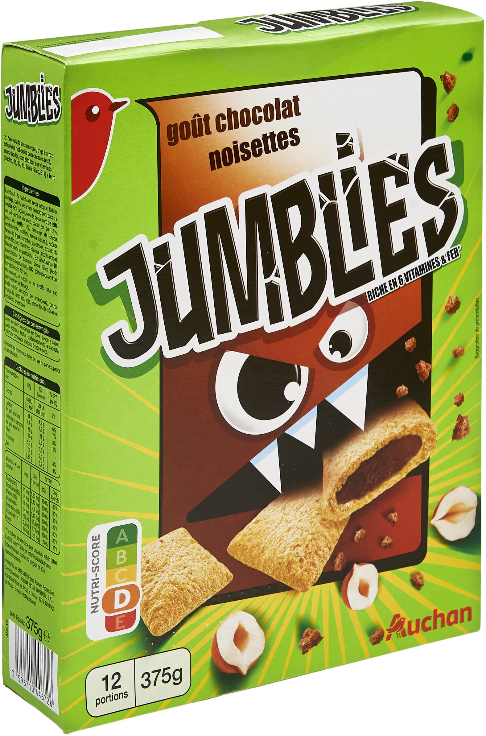 Auchan Jumblies goût chocolat - noisettes packshot