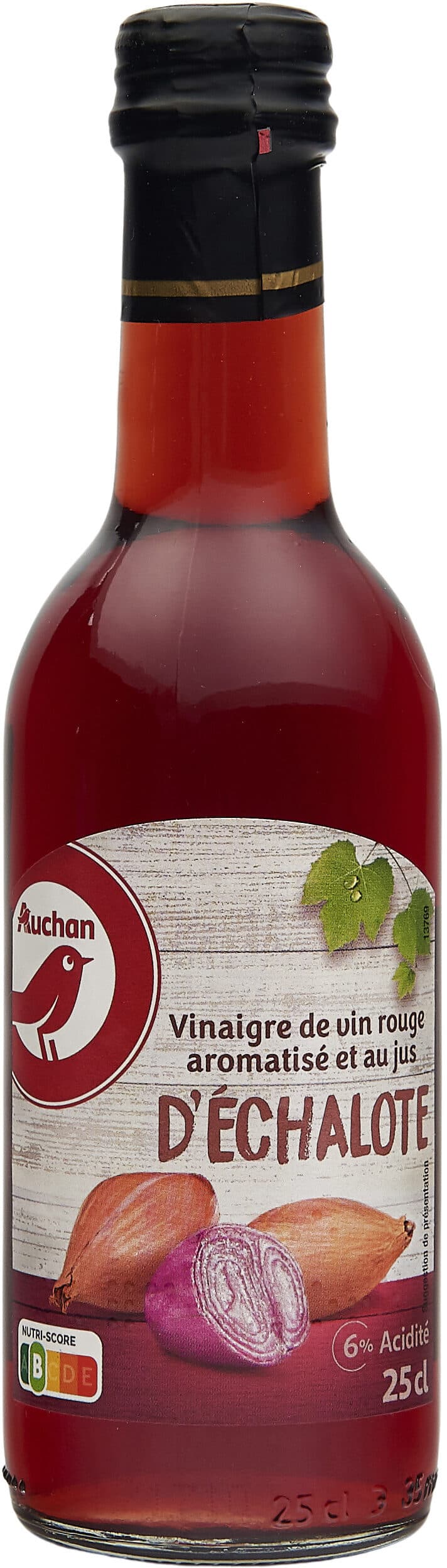 Auchan Vinaigre de vin rouge au jus d'échalote 6% acidité packshot