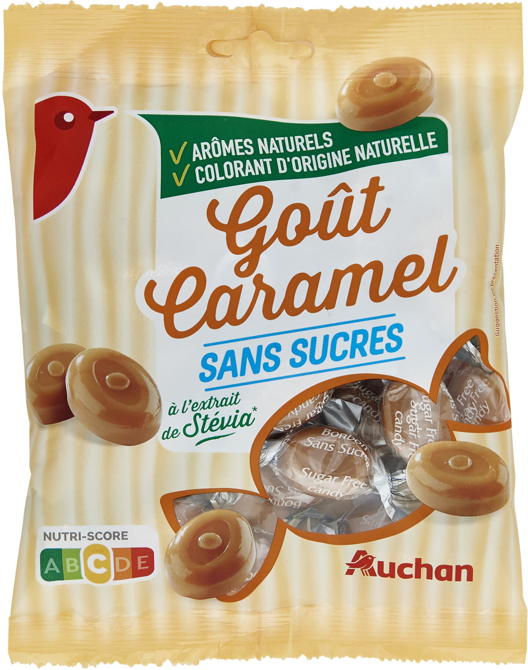 Auchan Goût caramel sans sucres à l'extrait de Stévia* packshot