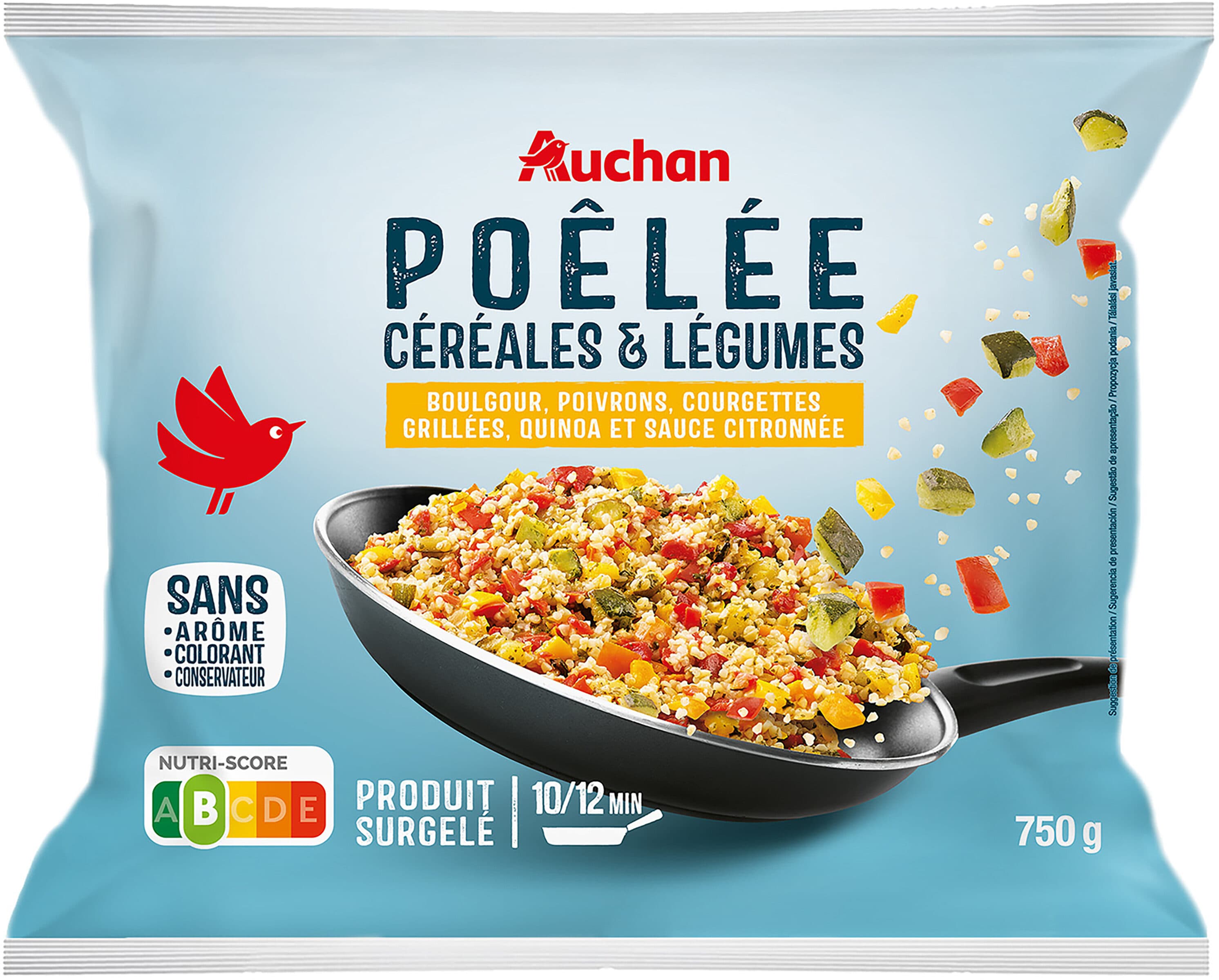 Auchan Poêlée céréales et légumes sauce citronnée boulgour+ poivrons+ courgettes grillées + quinoa packshot