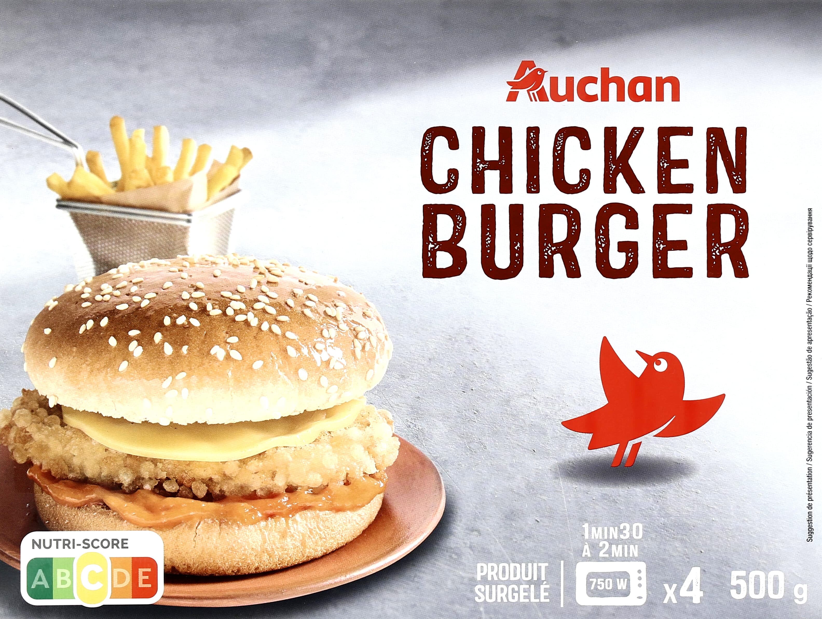 Auchan Chicken burger packshot