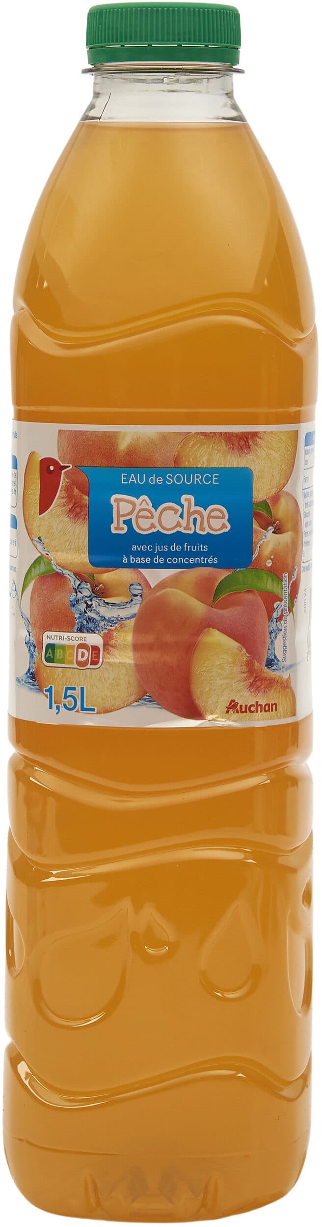 Auchan Eau de source pêche - avec jus de fruits à base de concentrés packshot