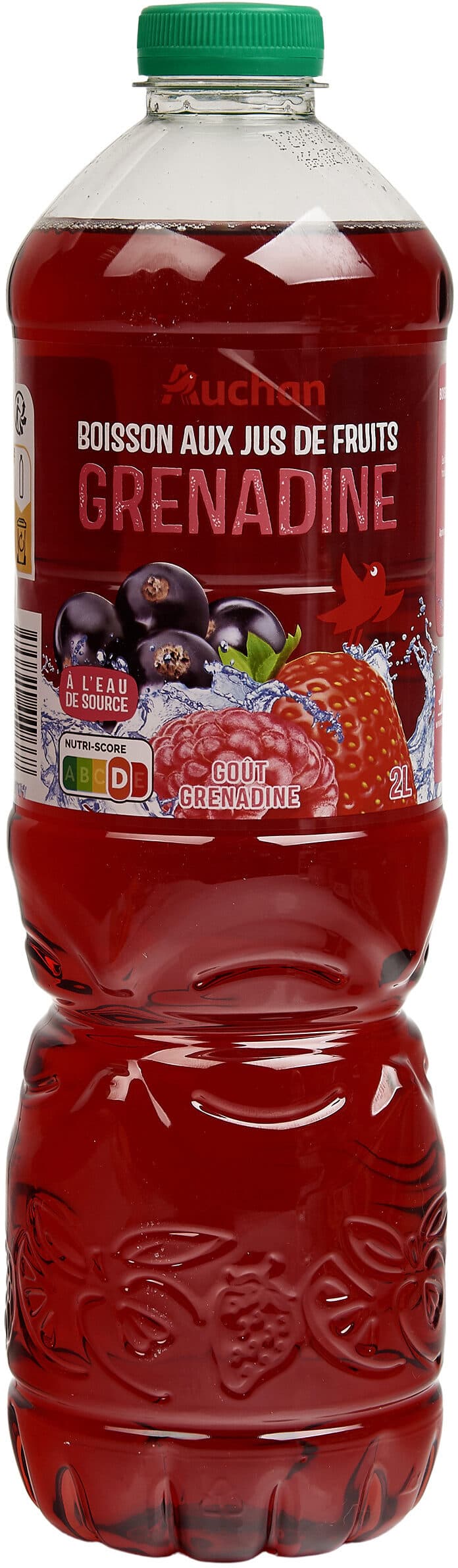 Auchan Boisson aux jus de fruits à base de concentrés goût grenadine - à l'eau de source packshot