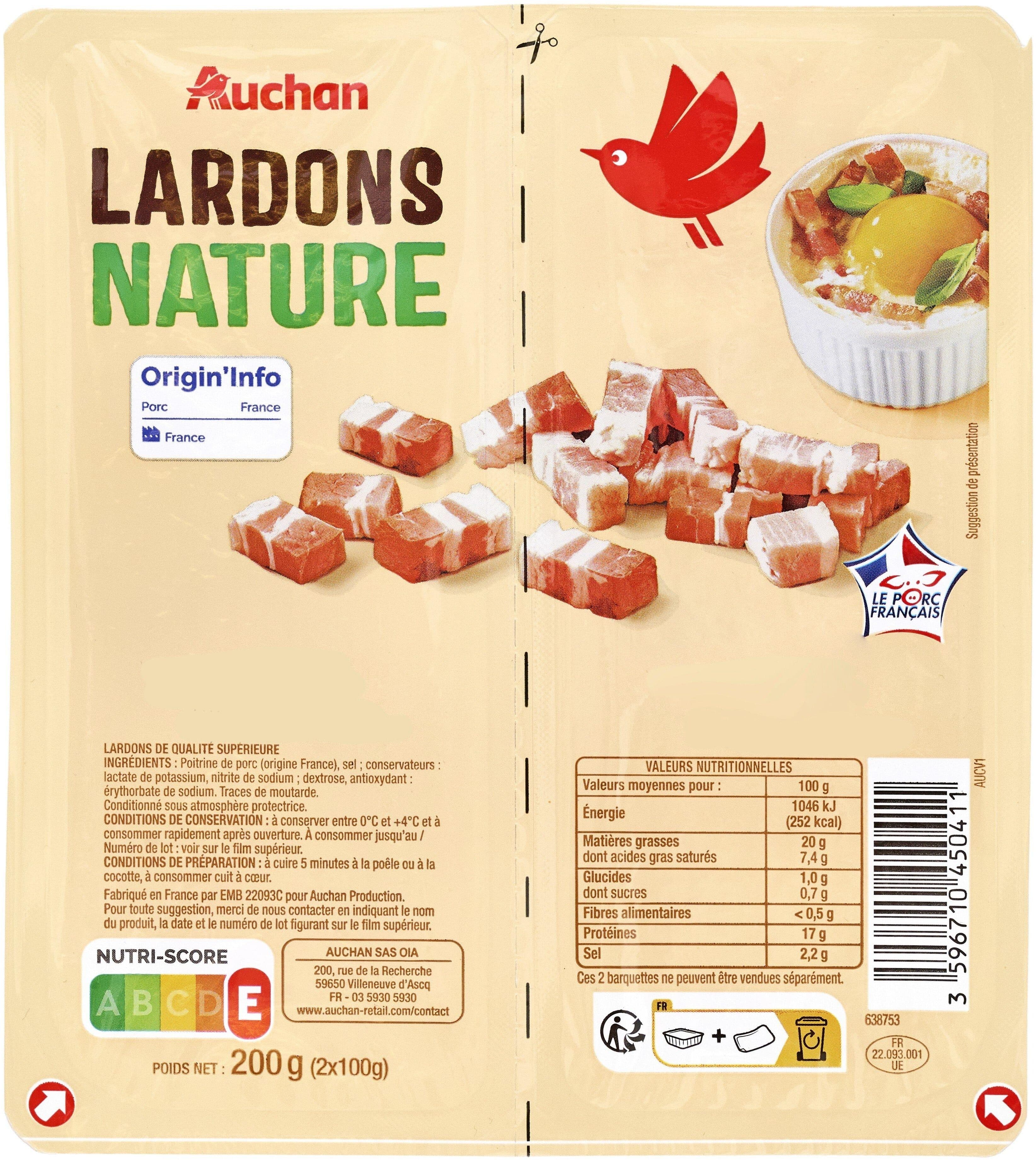 Auchan Lardons nature packshot