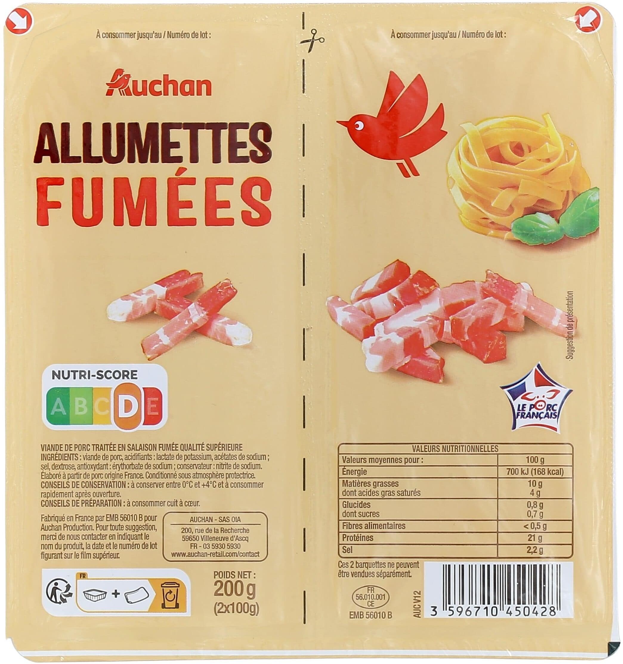Auchan Allumettes fumées qualité supérieure packshot