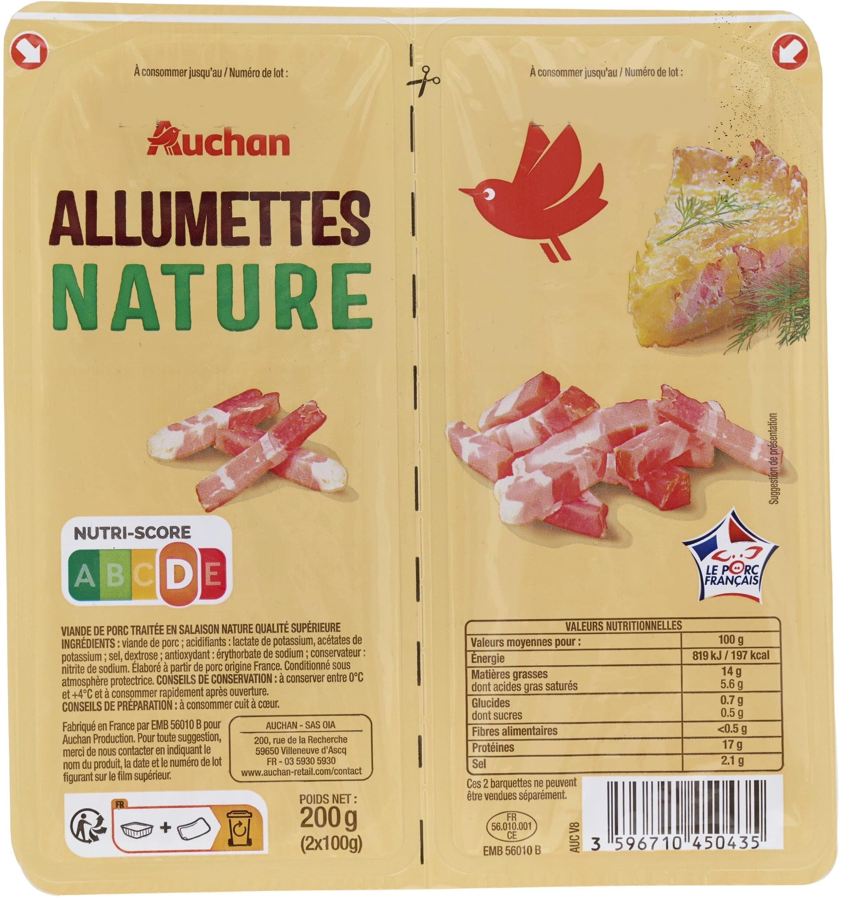 Auchan Allumettes nature qualité supérieure packshot