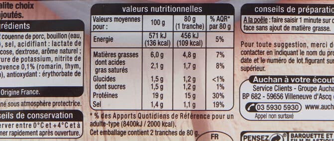 Auchan Jambon a poeler avec couenne packshot