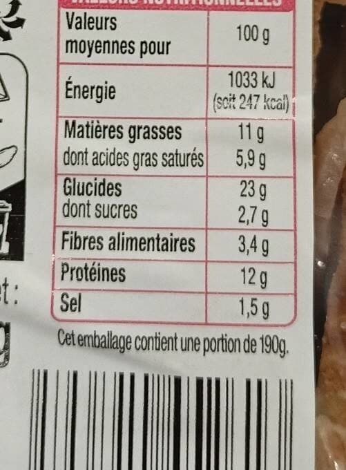 Auchan GourmandJambon cru mozzarellaBeurre packshot
