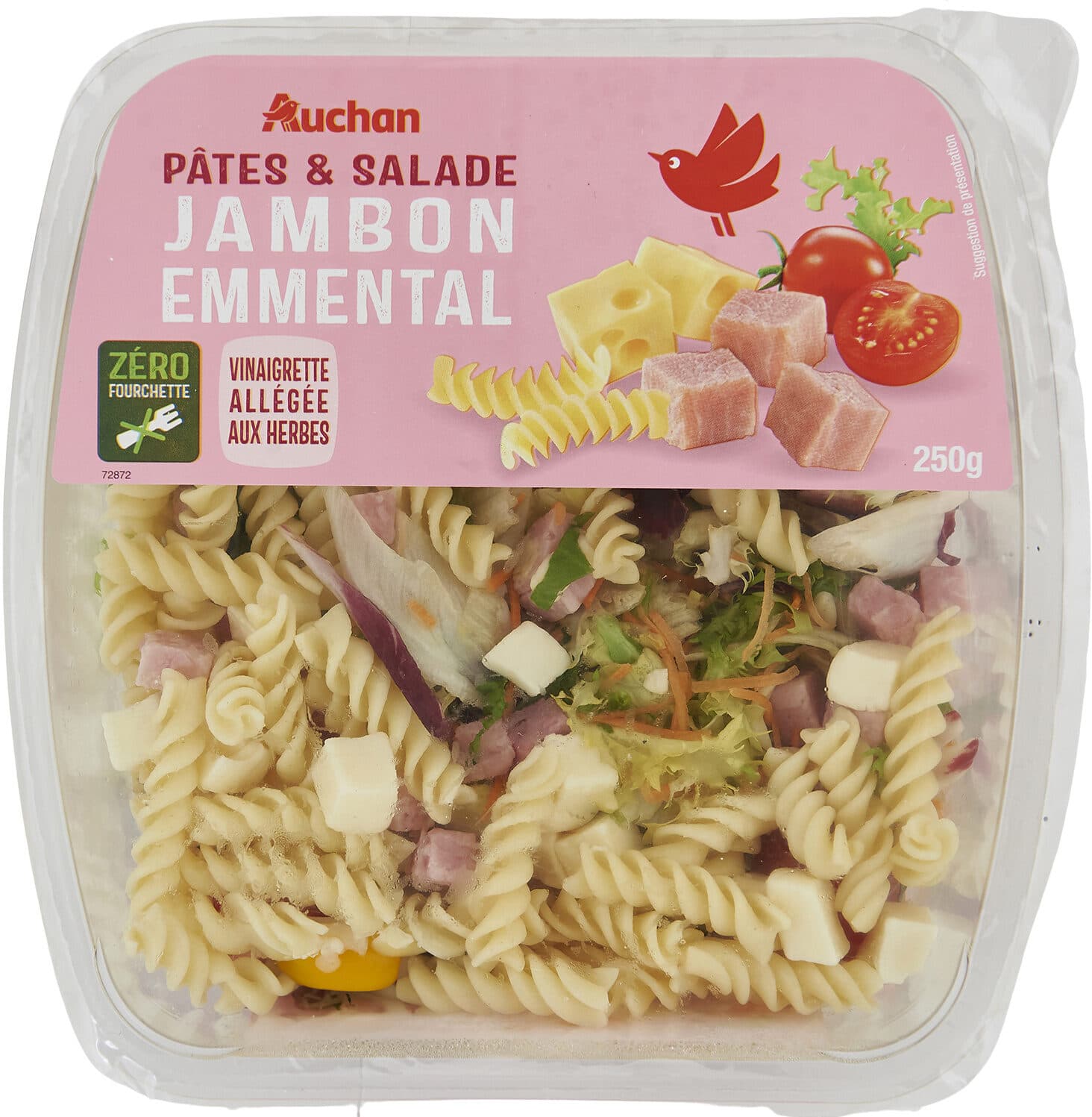 Auchan Pâtes et SaladeJambon EmmentalVinaigrette allégée aux herbes packshot