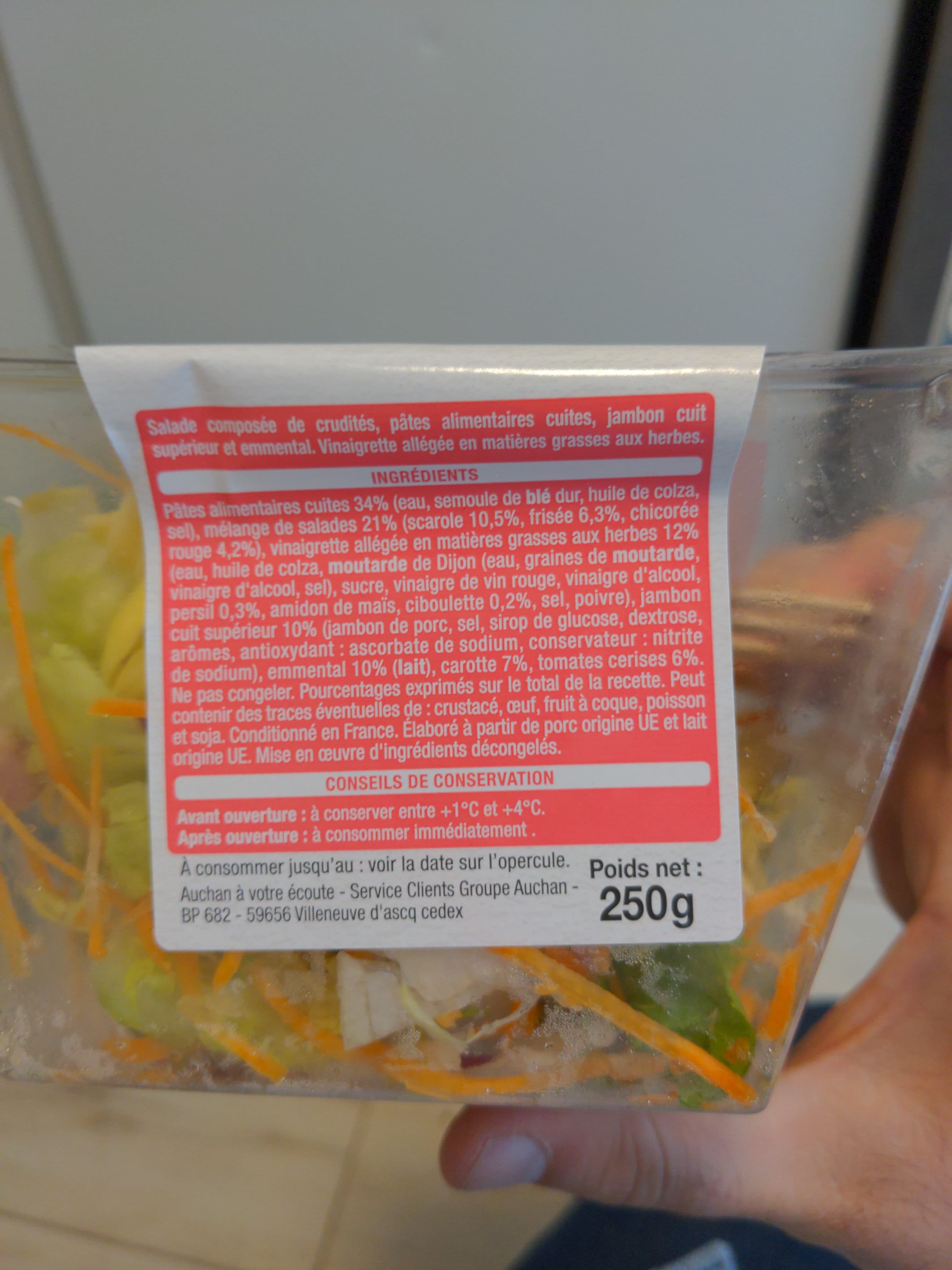 Auchan Pâtes et SaladeJambon EmmentalVinaigrette allégée aux herbes packshot
