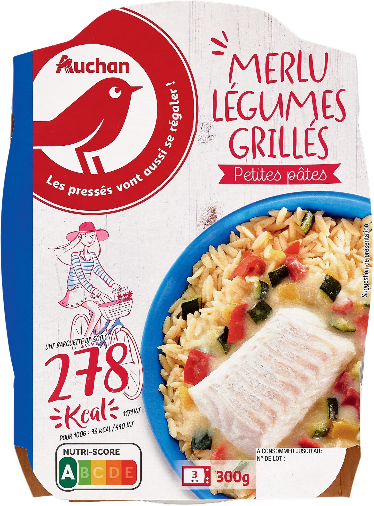 Auchan MERLU LEGUMES GRILLES, petites pâtes packshot